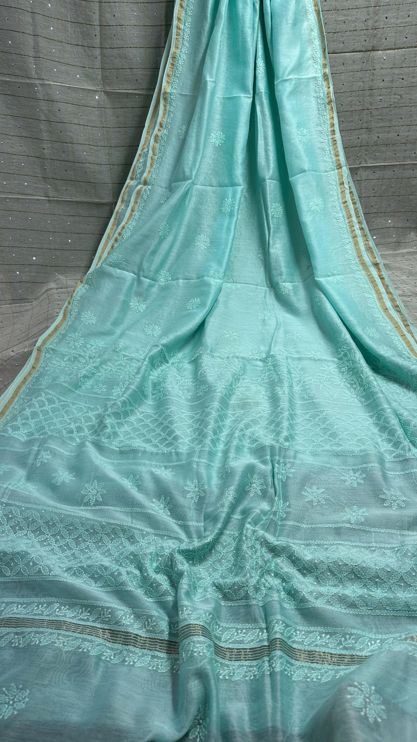 Sea green - Moonlight Chanderi silk saree