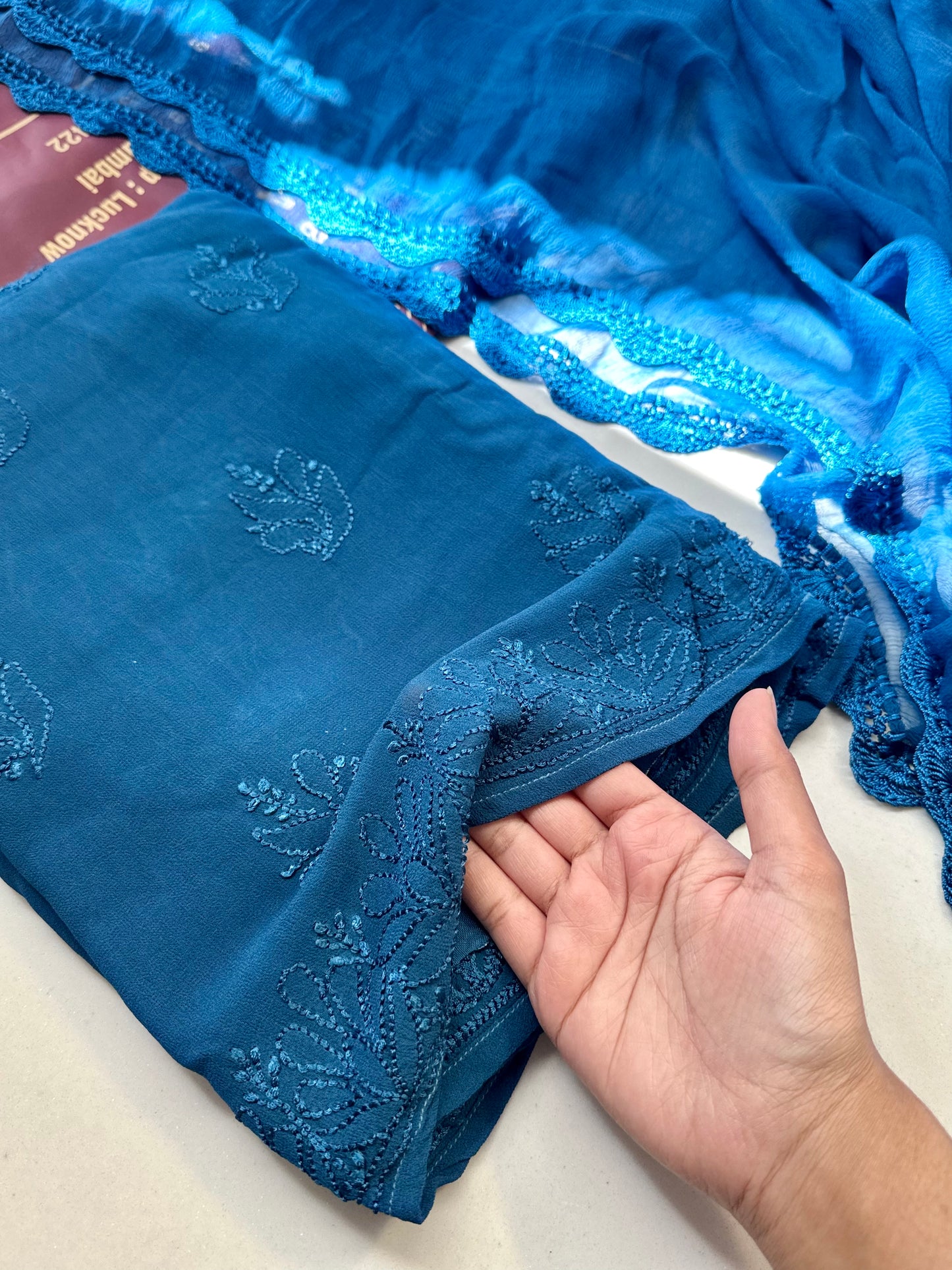 Peacock blues Jaa georgette suit set