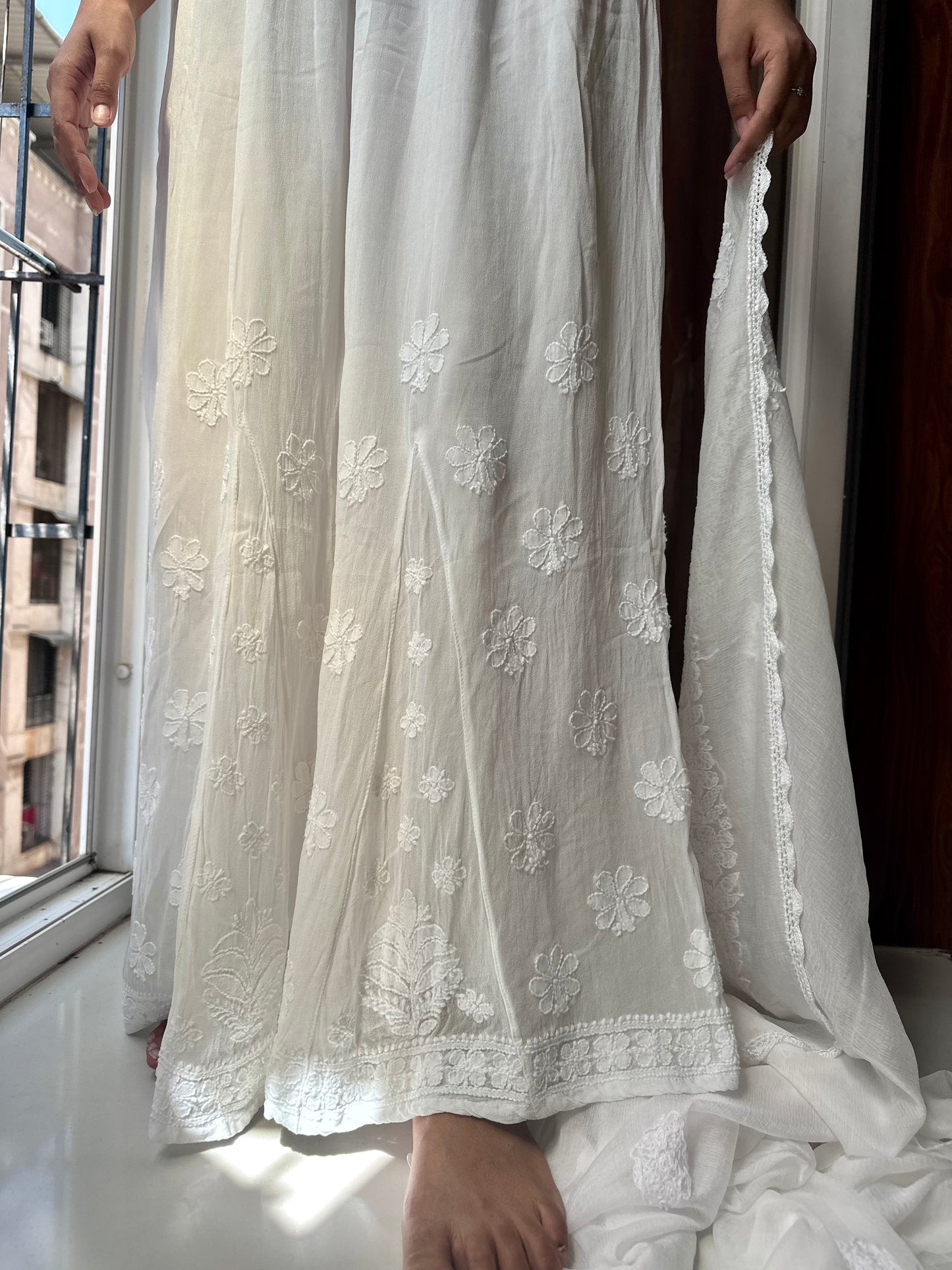 Handcrafted georgette Kali sharara