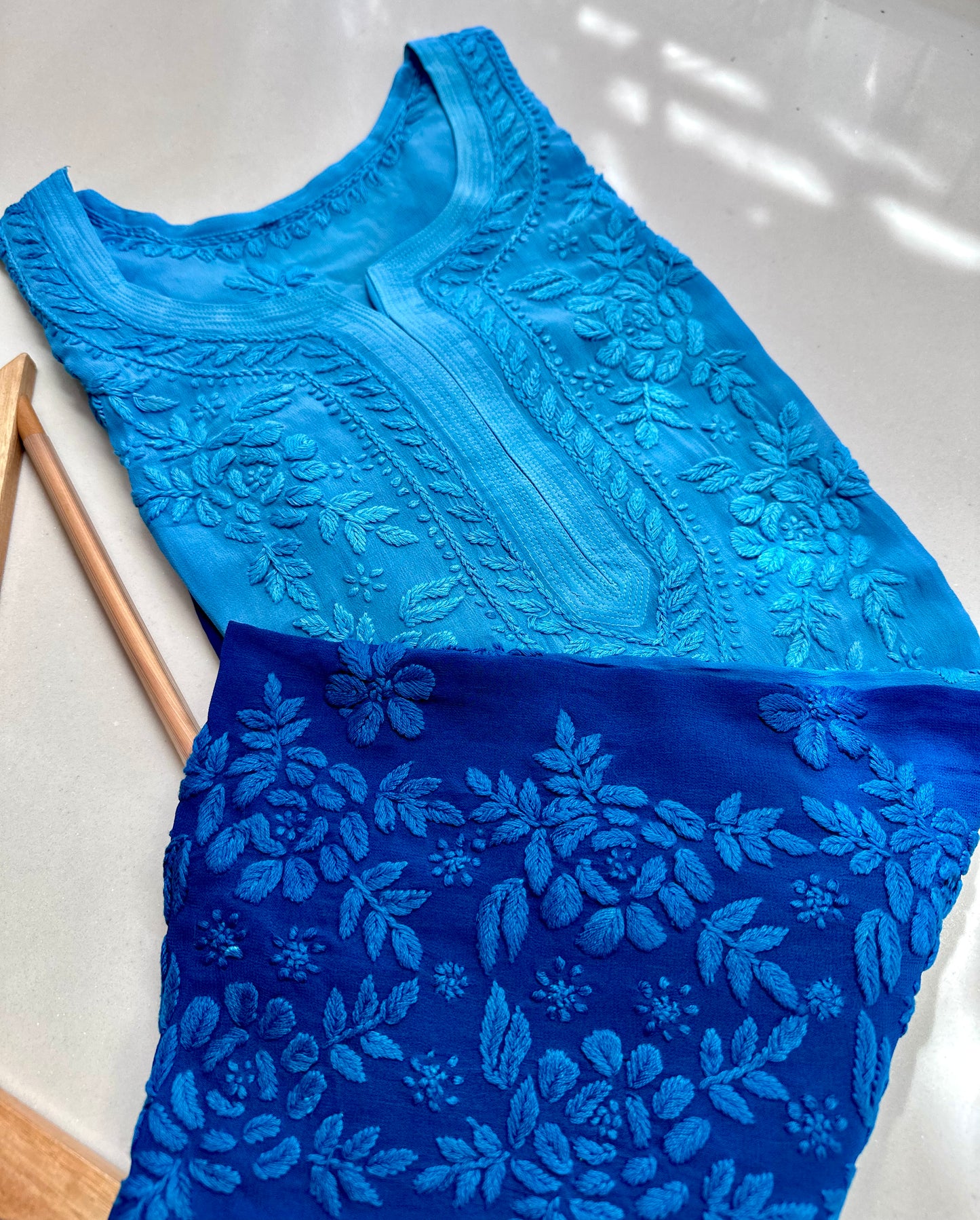 Noorani Rose soft georgette Chikankari kurta