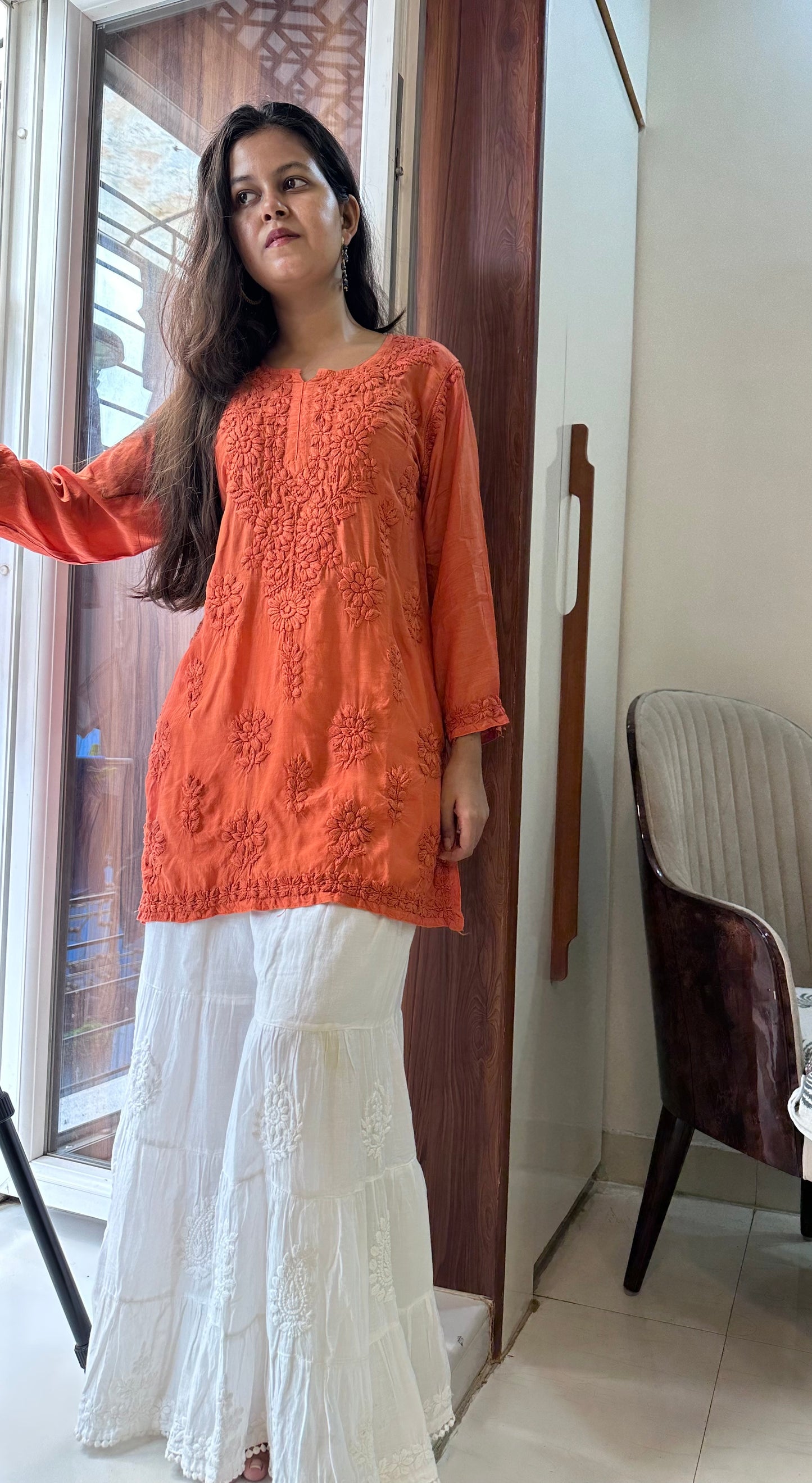 Ayra Pure muslin Short Chikankari Kurta