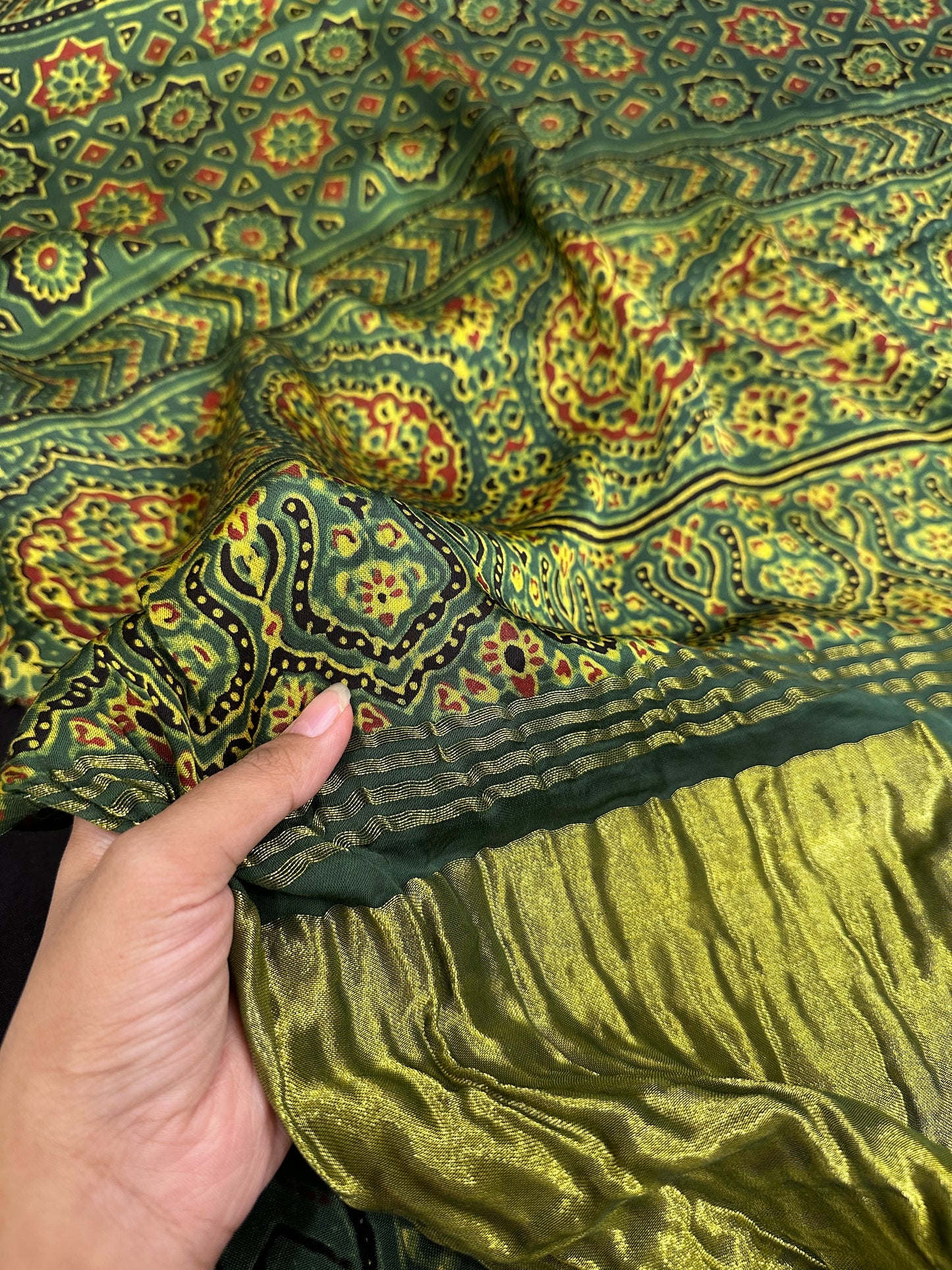 Bulbul Pure modal Ajrakh hand block saree