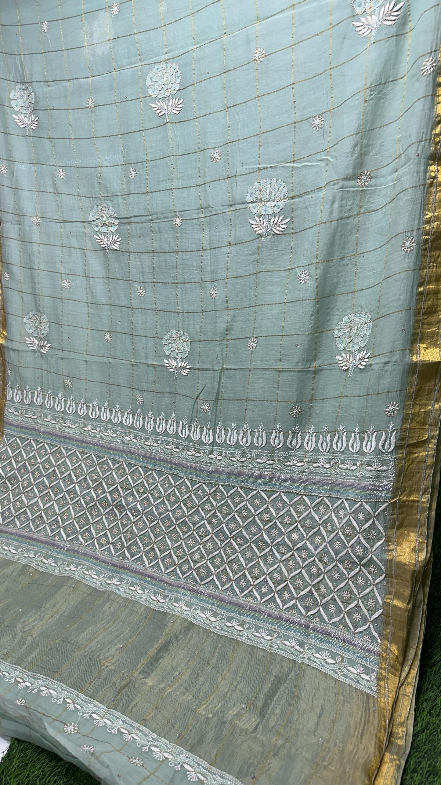 Rohini mul Chanderi chikankari handwork Saree