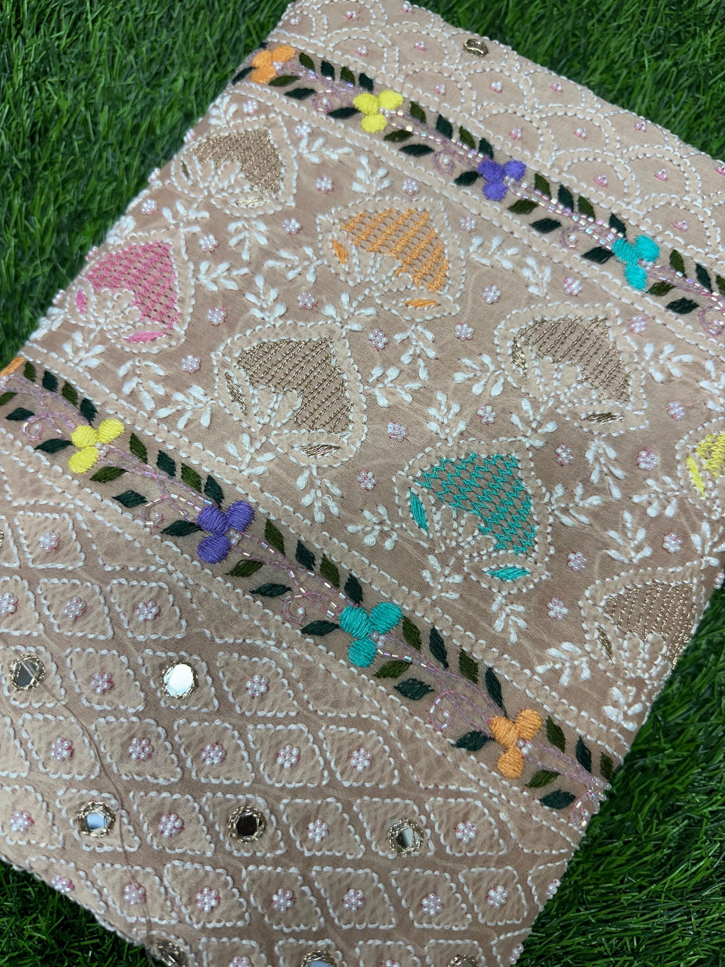 Heavy Chanderi silk Chikankari saree
