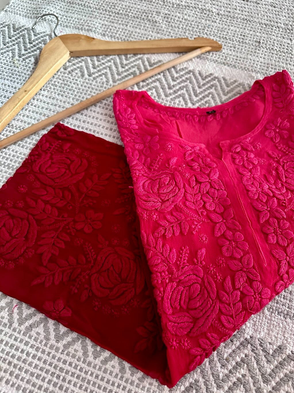 Noorani Rose soft georgette Chikankari kurta