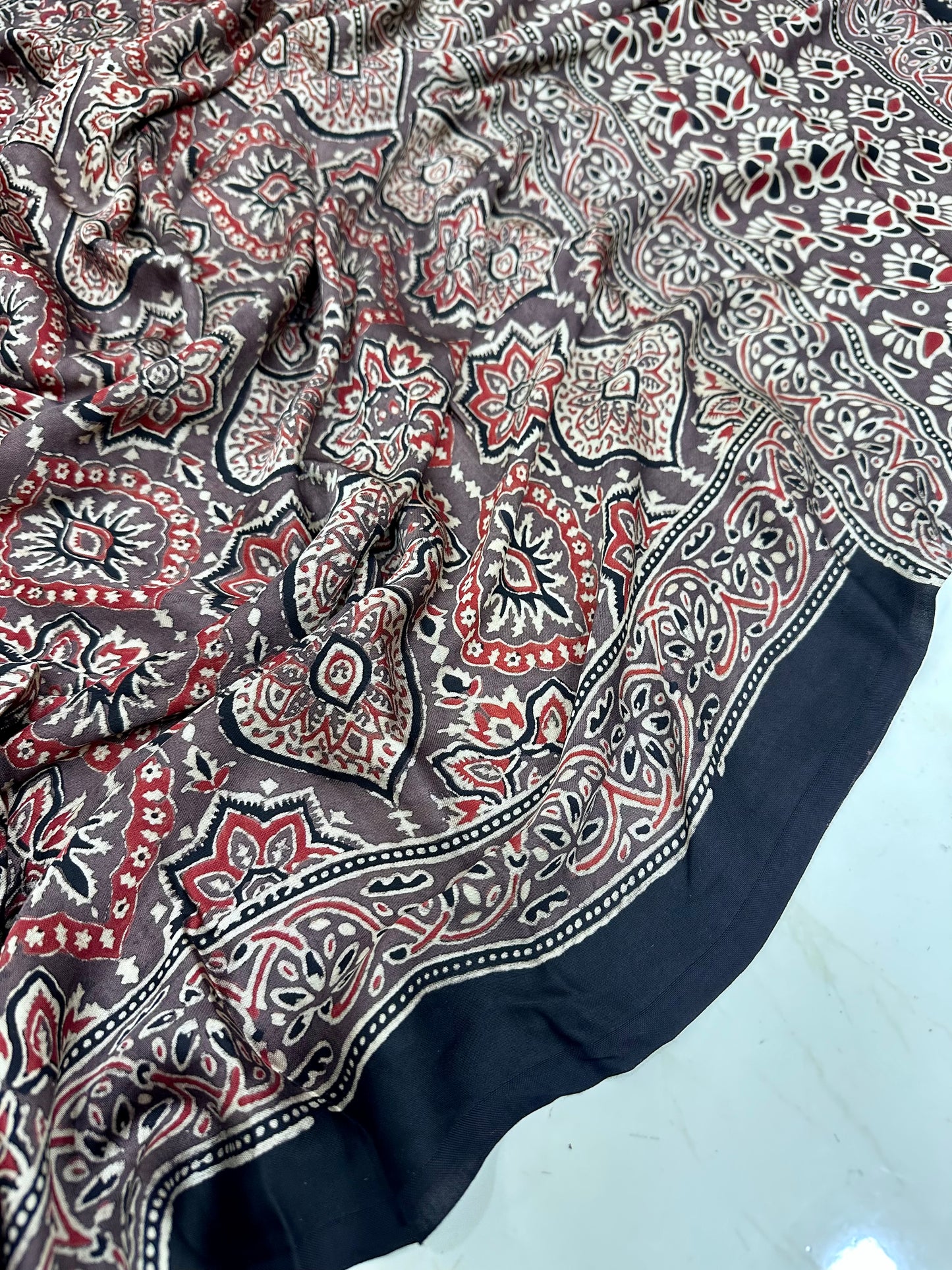 Bulbul pure modal Handcrafted Ajrakh saree