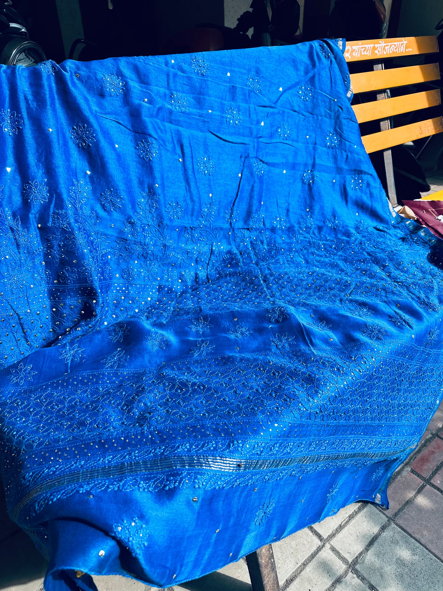 Manmohini Pure Chanderi Chikankari saree