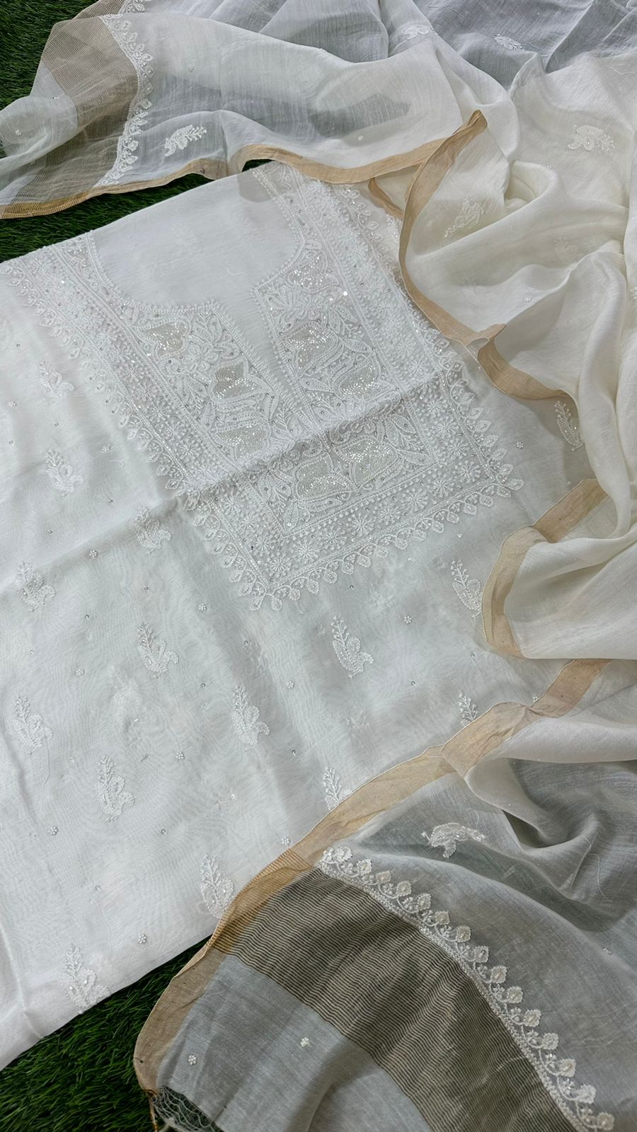 Myra Unstitched pure Chanderi silk Suit Set