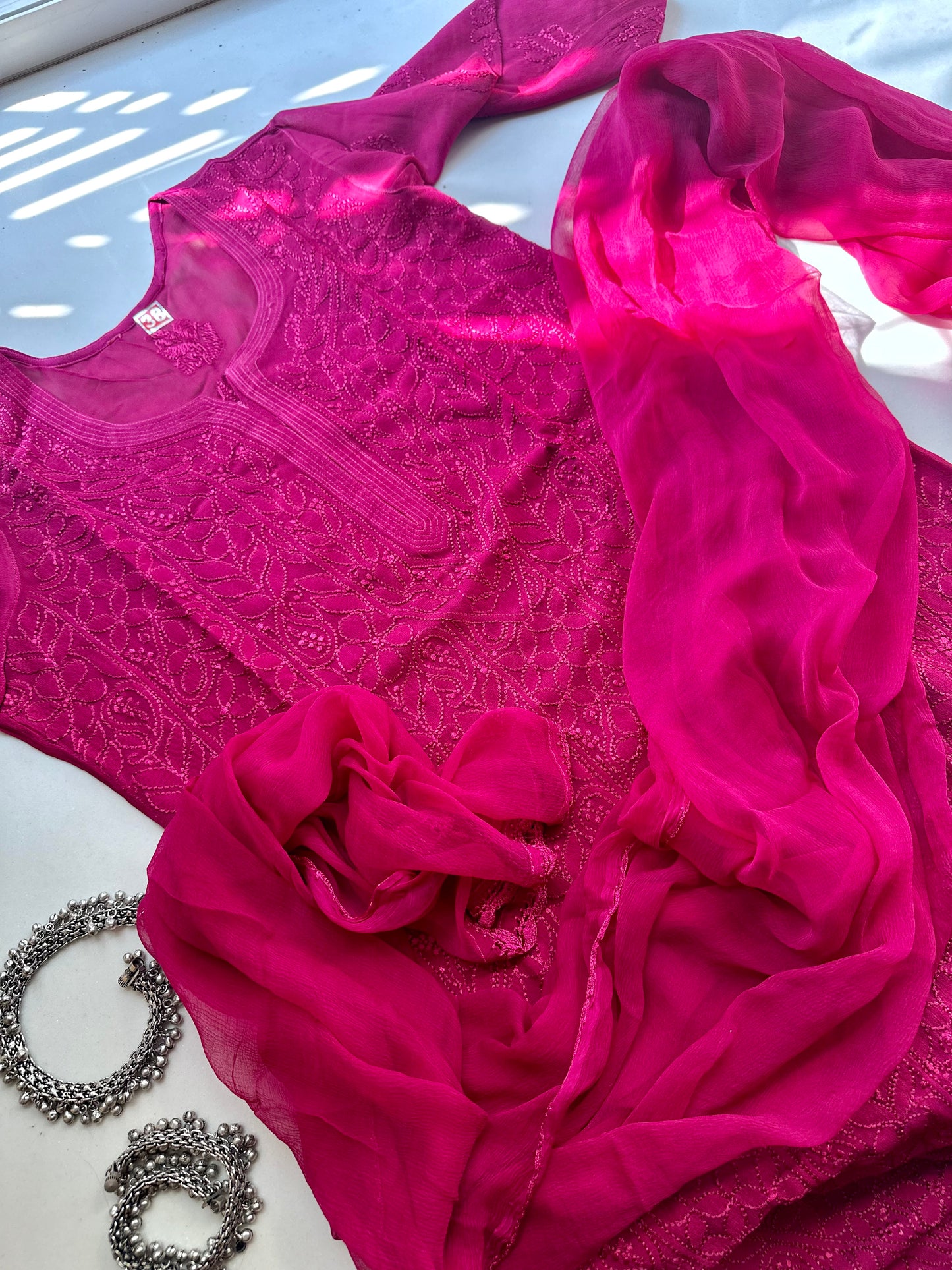 Maharani Unstitched pure jaal georegtte suit set