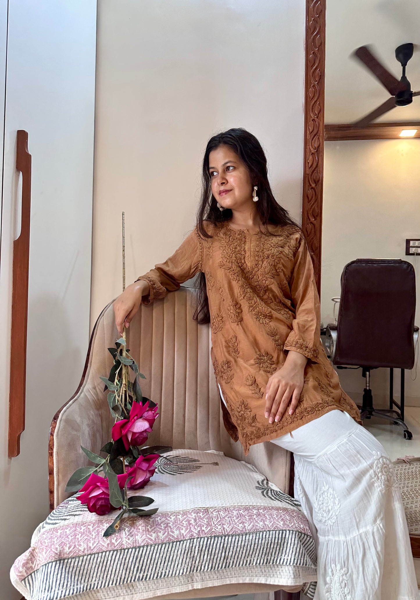 Ayra Pure muslin Short Chikankari Kurta