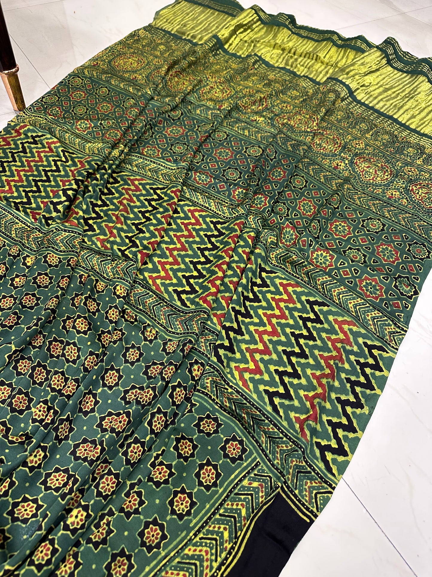 Bulbul Pure modal Ajrakh hand block saree