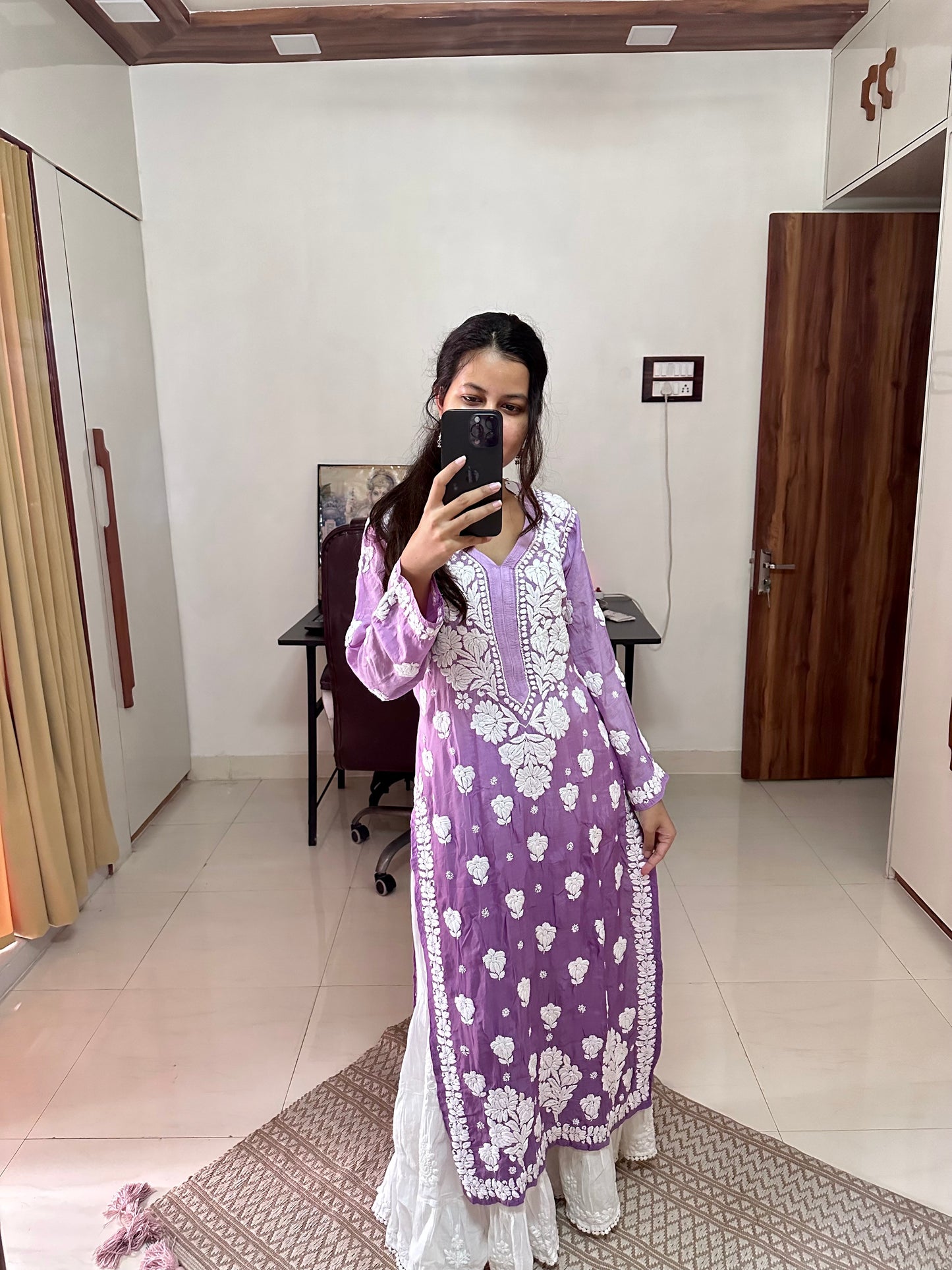 Noor muslin Pure handwork Chikankari Kurta