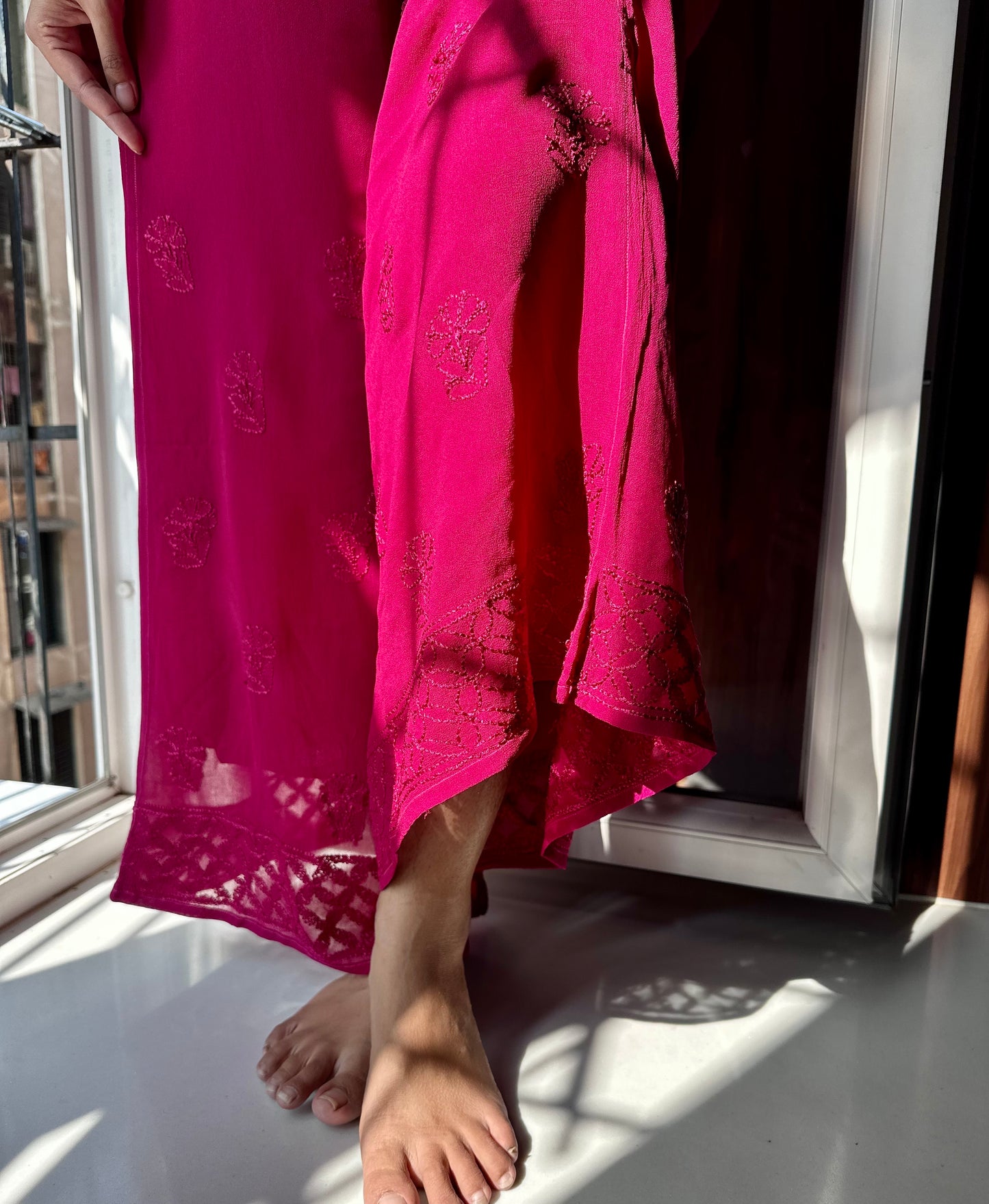 Berry Pinks Three piece Jaal Georgette Suit Set