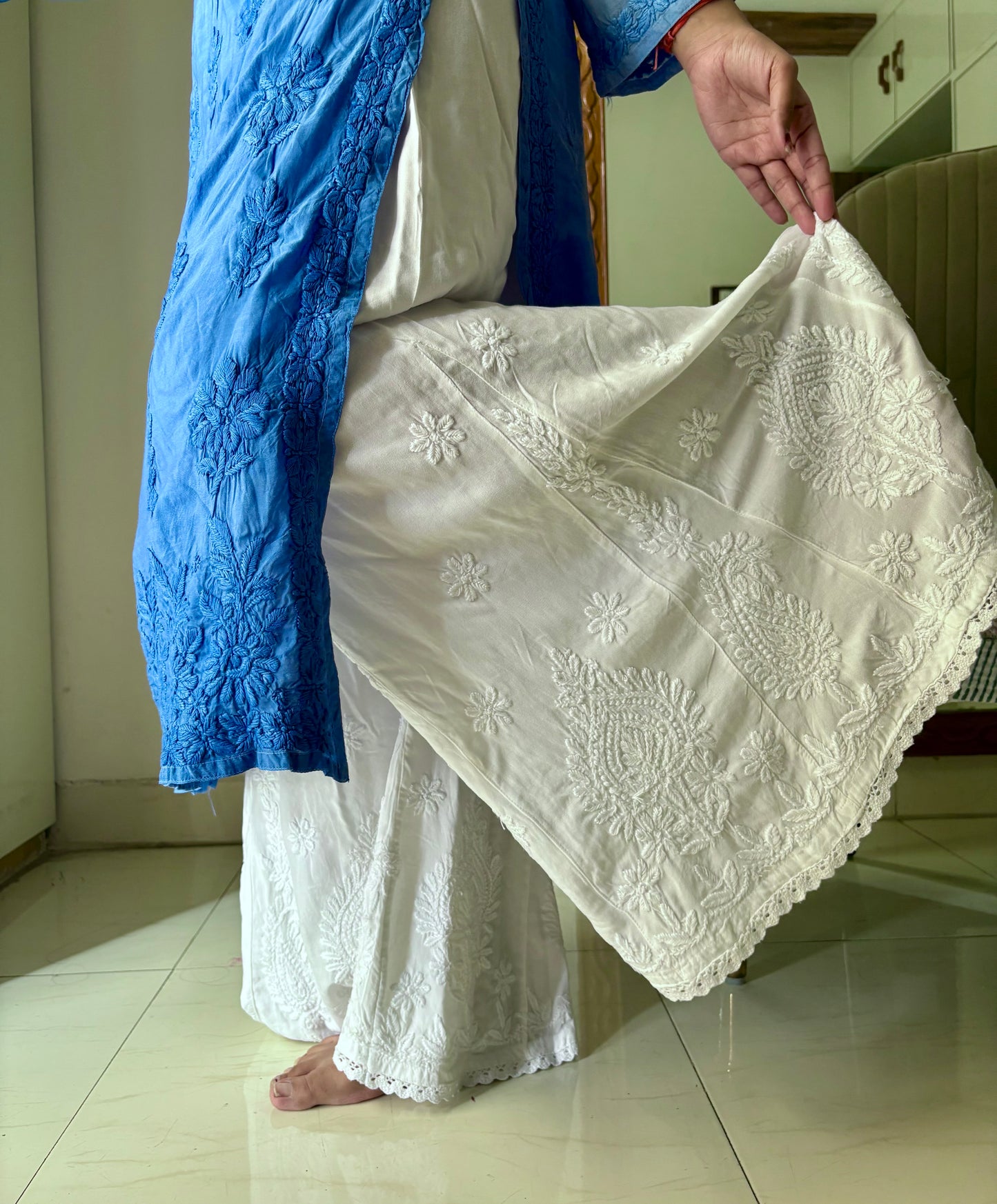 Chikankari pure rayon sharara