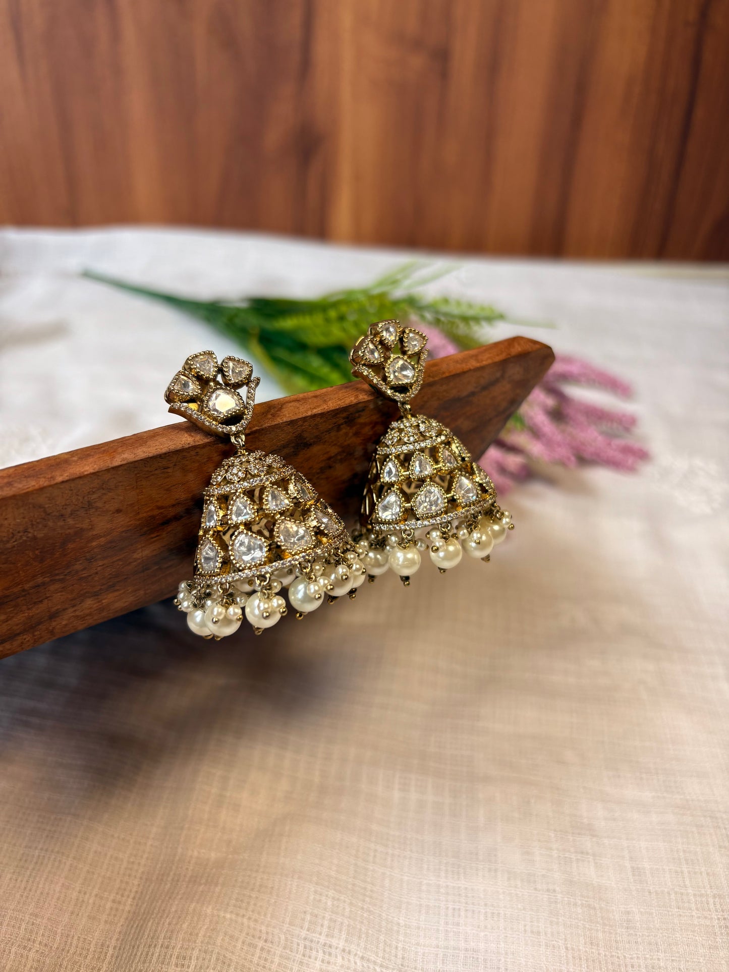Noor Classic AD jhumka earrings