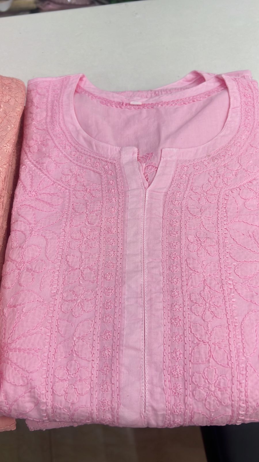 Urmi summer cotton Full jaal pastel chikankari kurta
