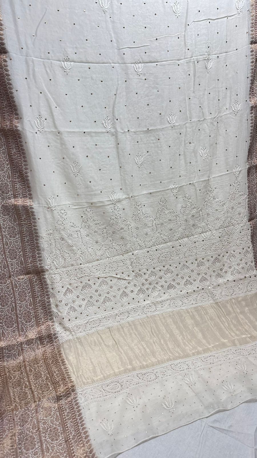 Maheshwari silk Chikankari saree