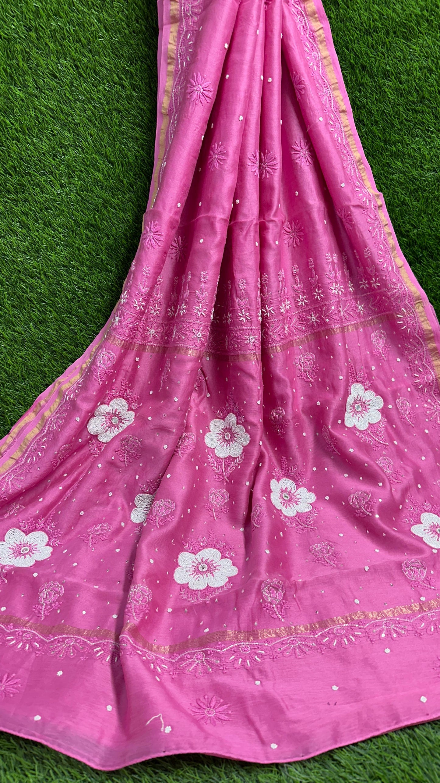 Simran Soft Pure Chanderi Silk with Katadana chikankari saree