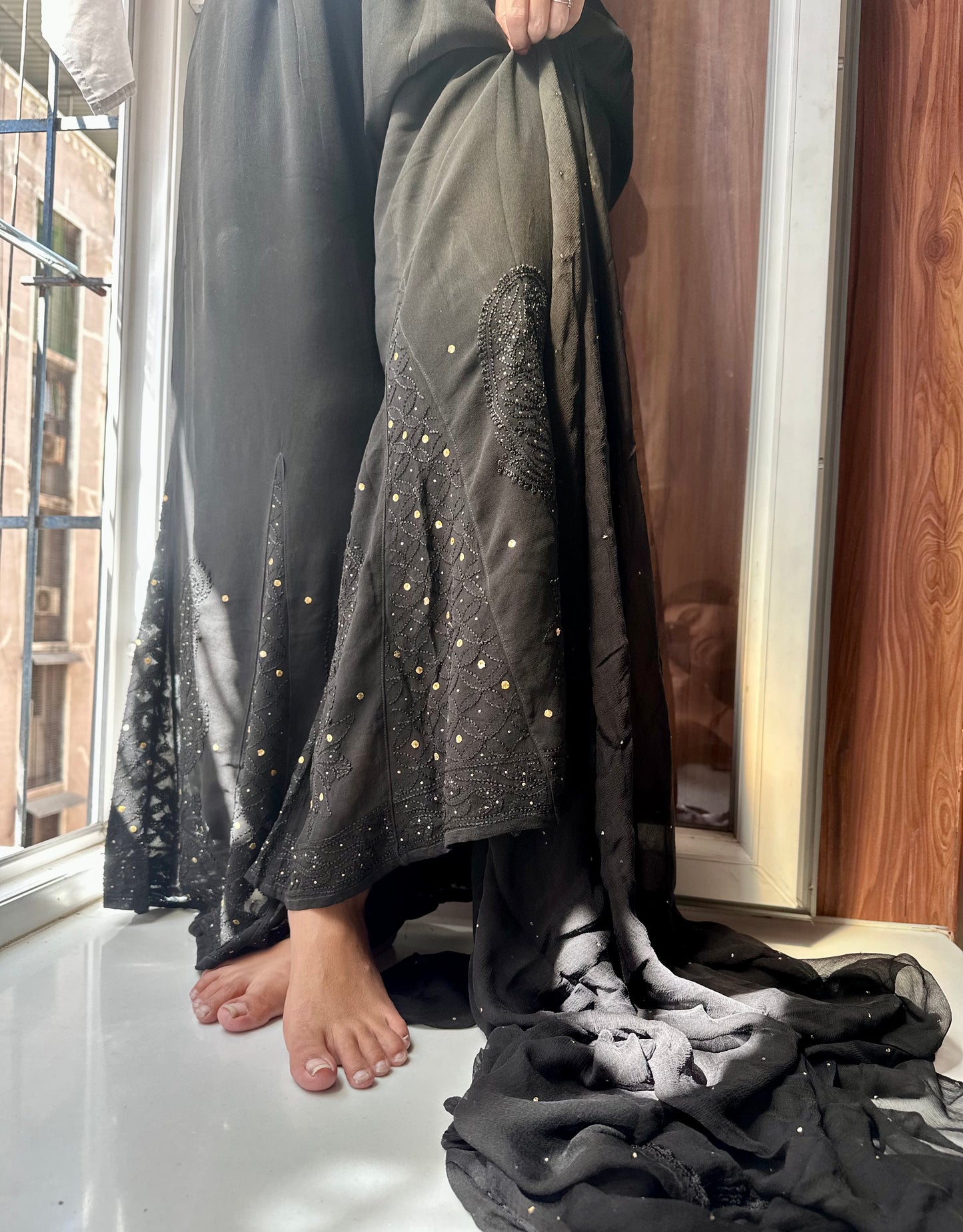 Tara Black Mukaish Chikankari Suit set