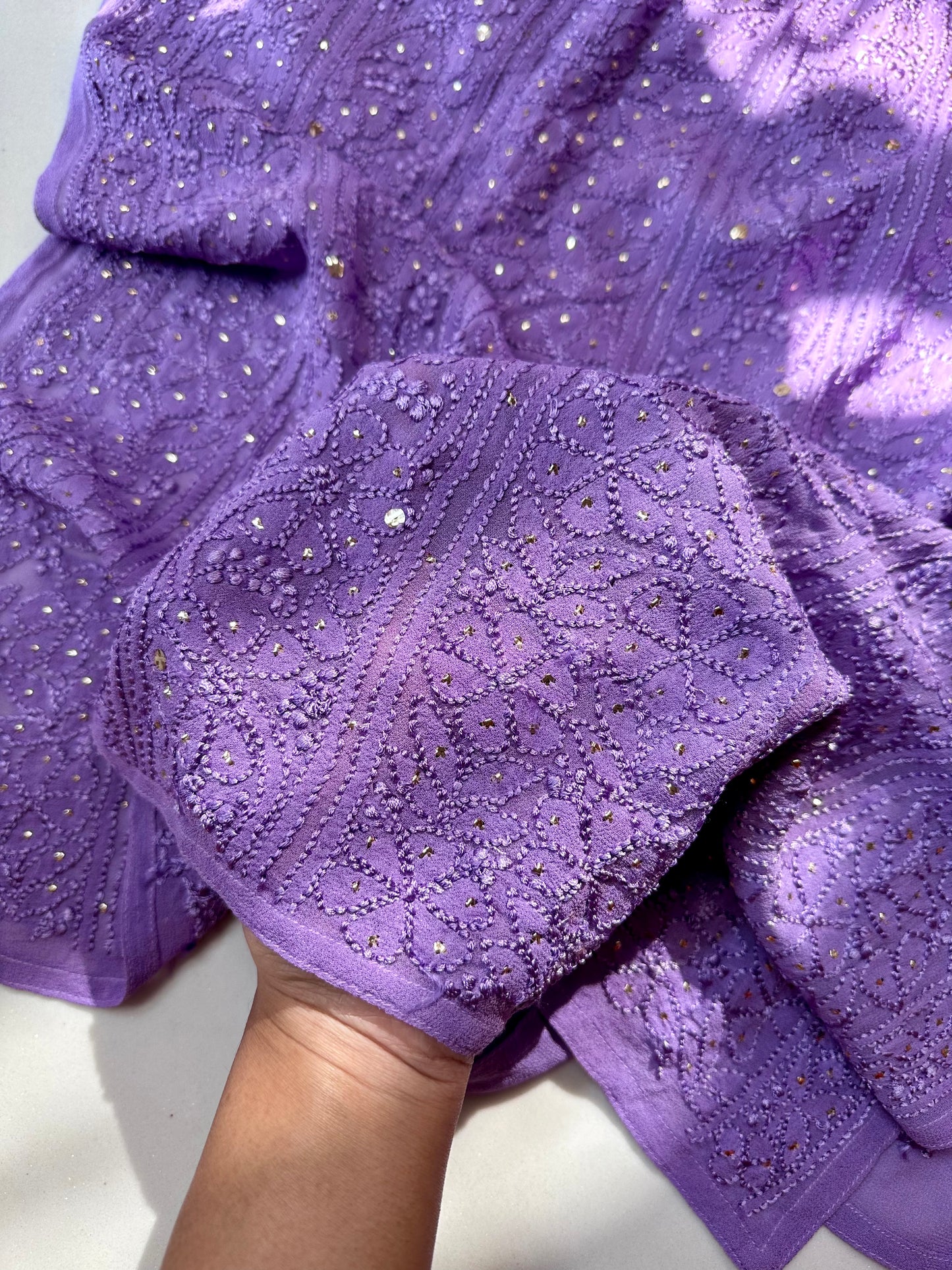 Tara Deep lavender Chikankari georgette Suit Set