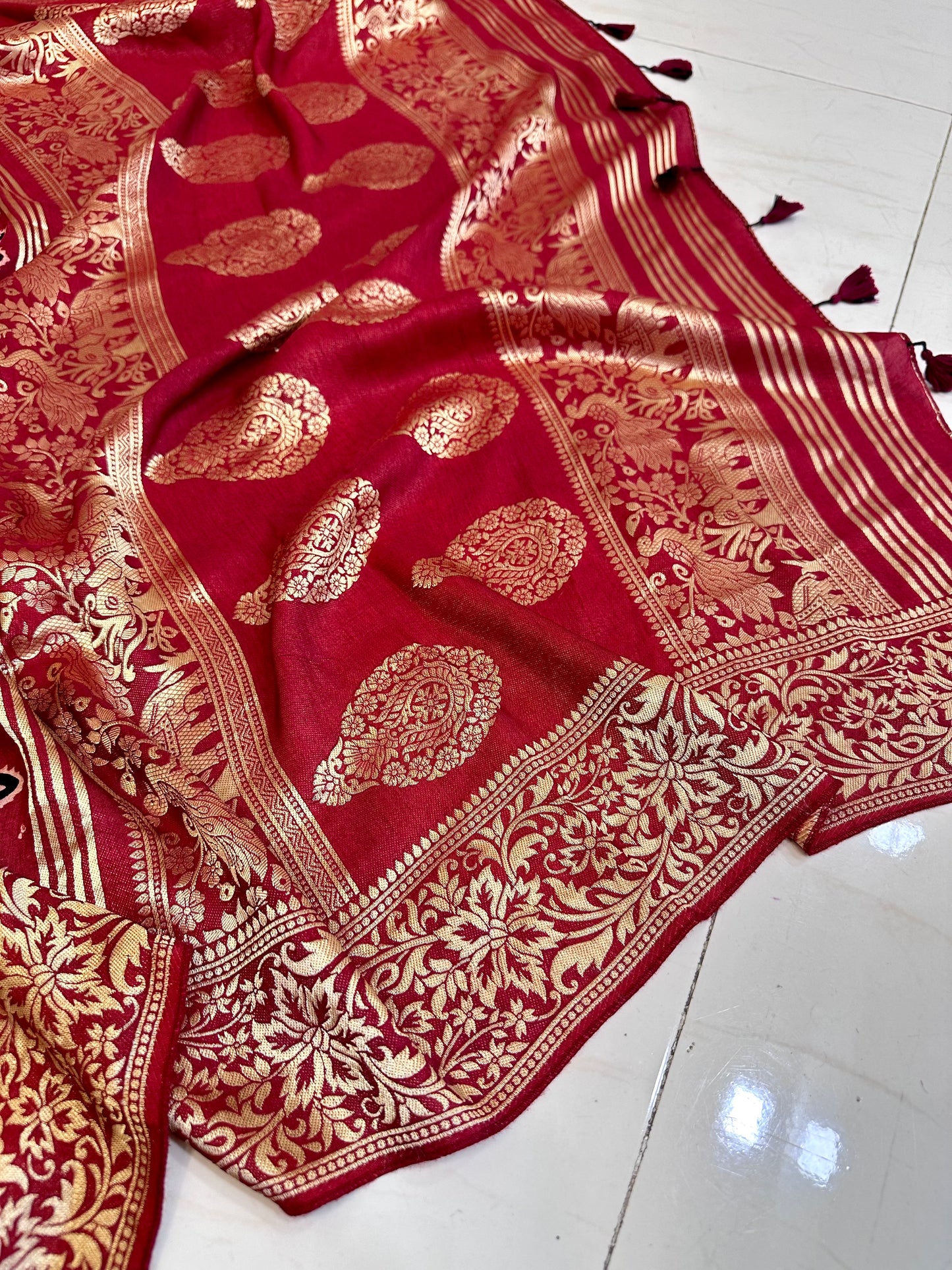 Gauri pure dola silk ajrakh saree