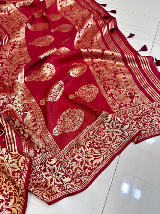 Gauri pure dola silk ajrakh saree
