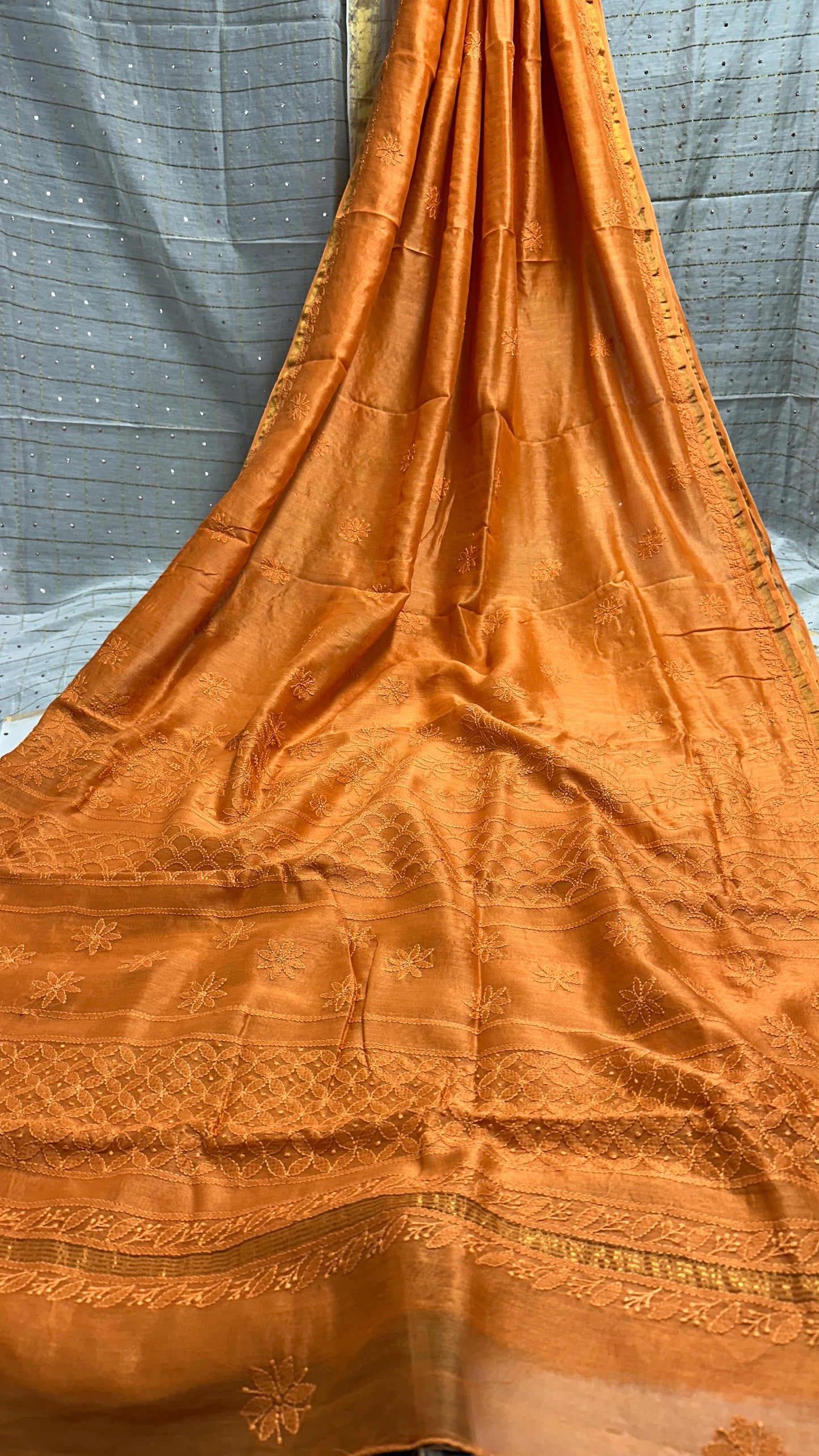 Rustic orange - Moonlight Chanderi silk saree