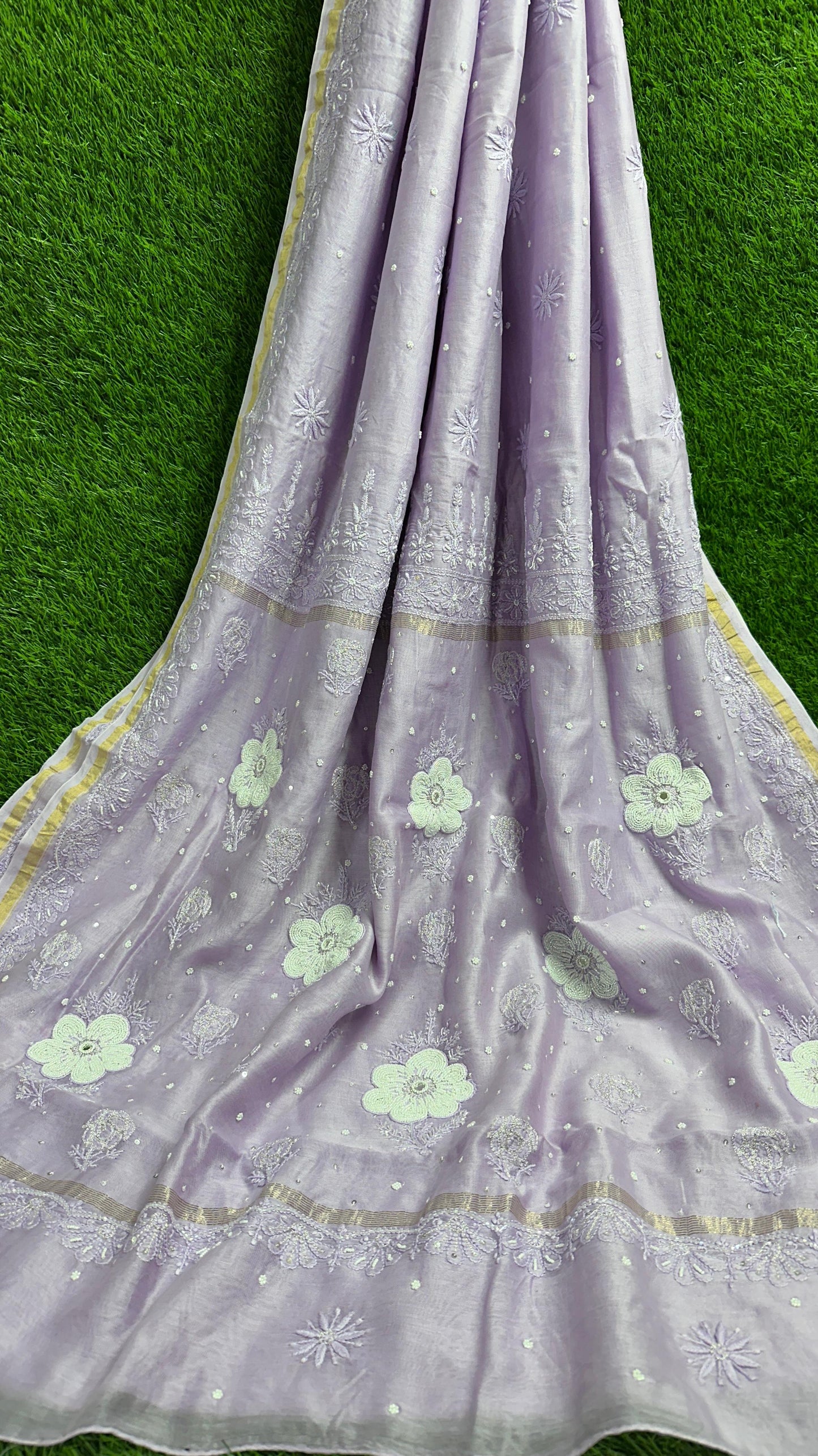 Simran Soft Pure Chanderi Silk with Katadana chikankari saree