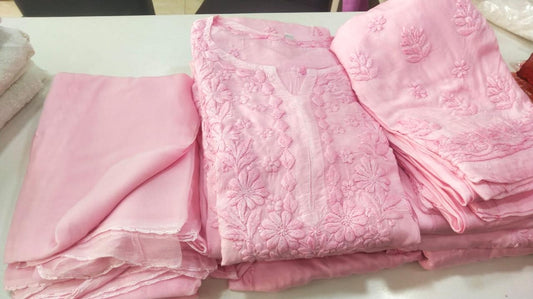 Lily : Non Transparent summer Cotton Chikankari Suit Set