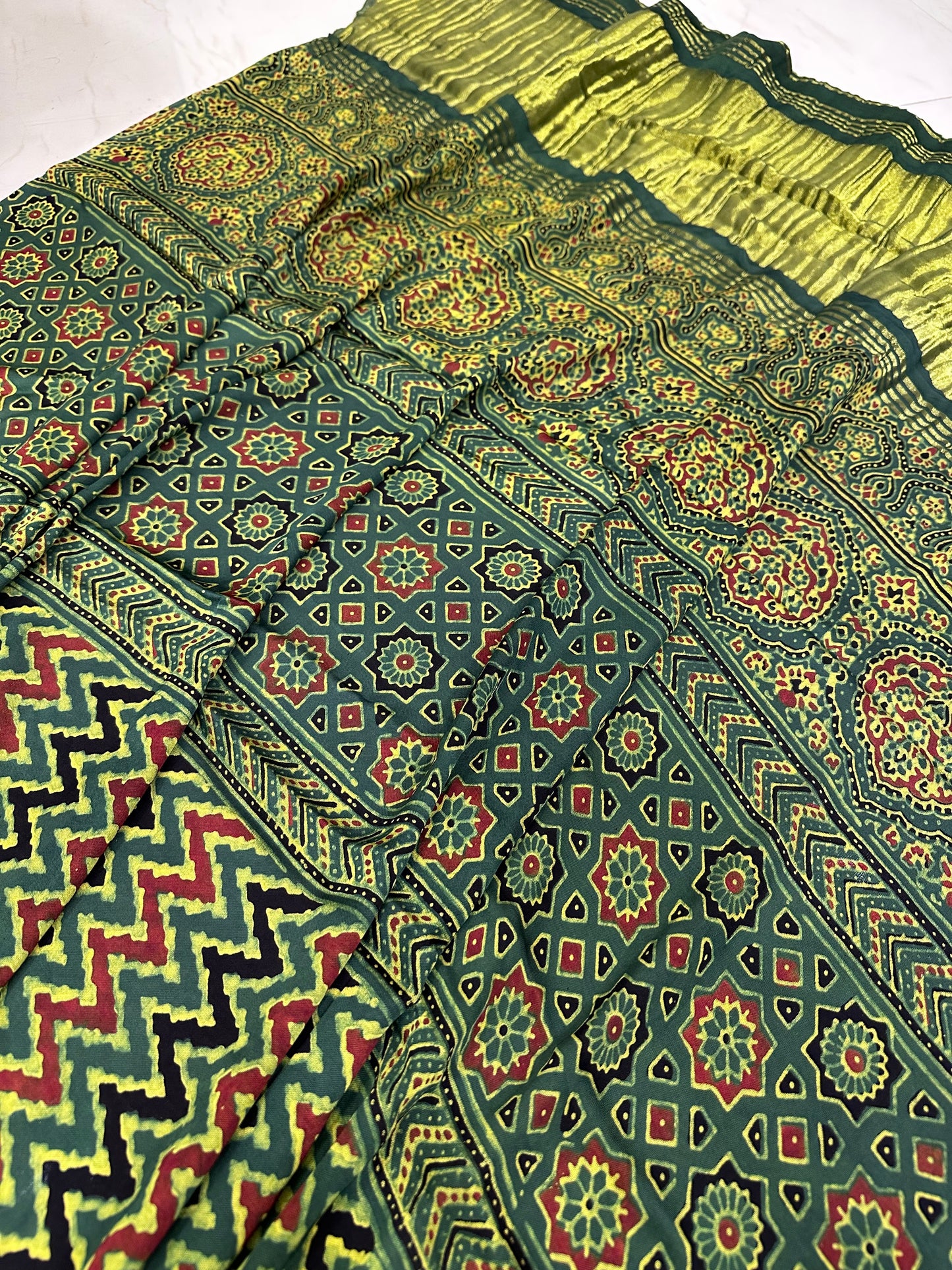 Bulbul Pure modal Ajrakh hand block saree
