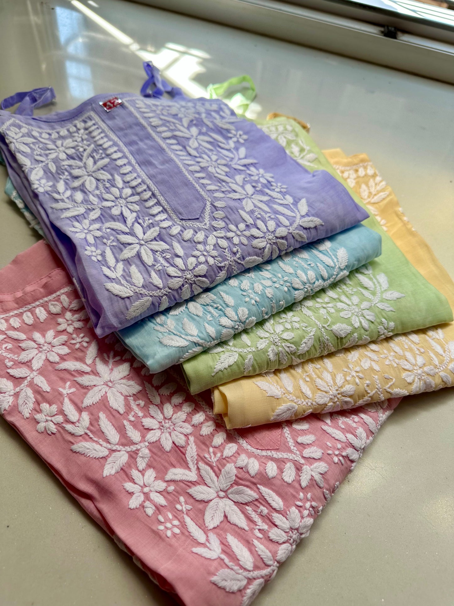 Roop Mul chanderi strap Chikankari kurta