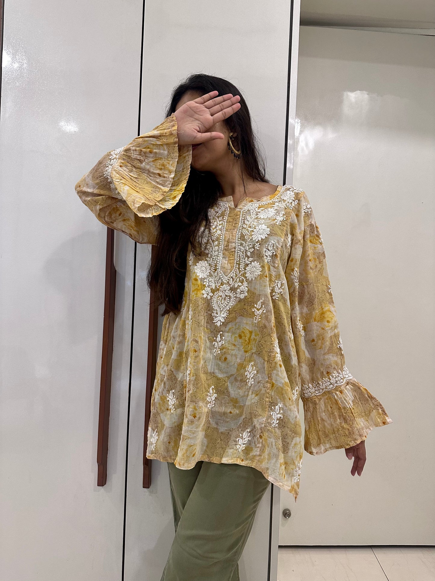 Chikankari Mul mul short kurta