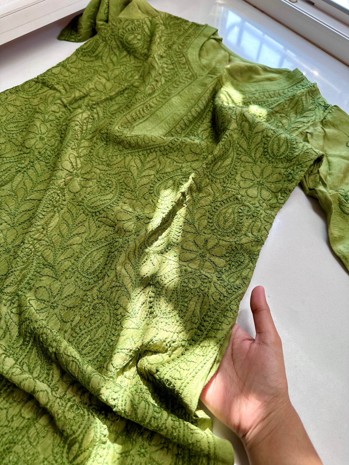 Inara Pure muslin cottons Jaal work Chikankari Kurtas - Plus size