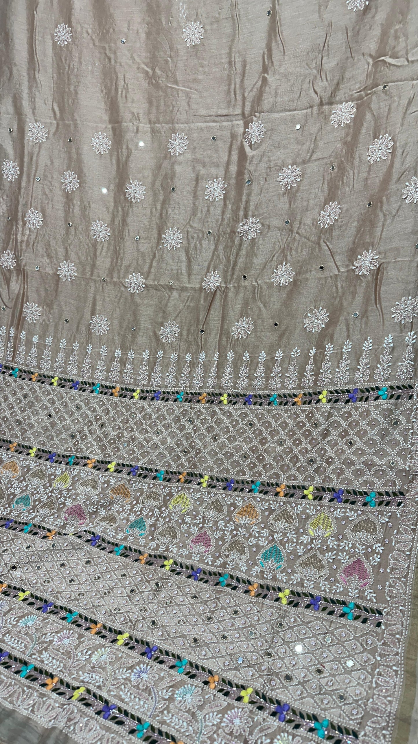 Heavy Chanderi silk Chikankari saree