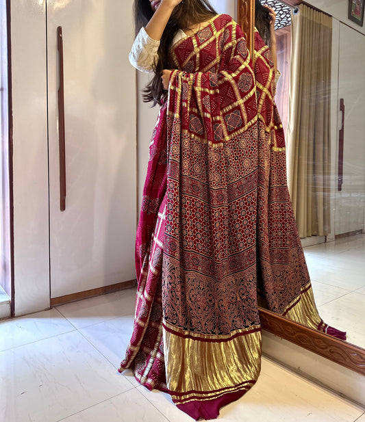 Pure modal gharchola bandhani saree