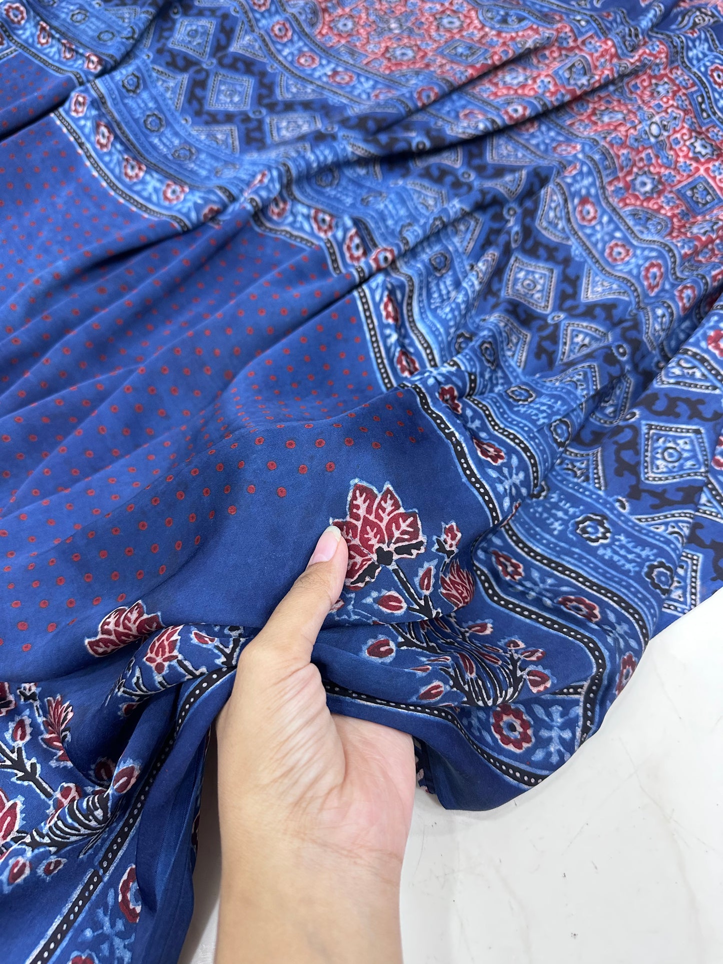 Bulbul Indigo ajrakh handcrafted saree