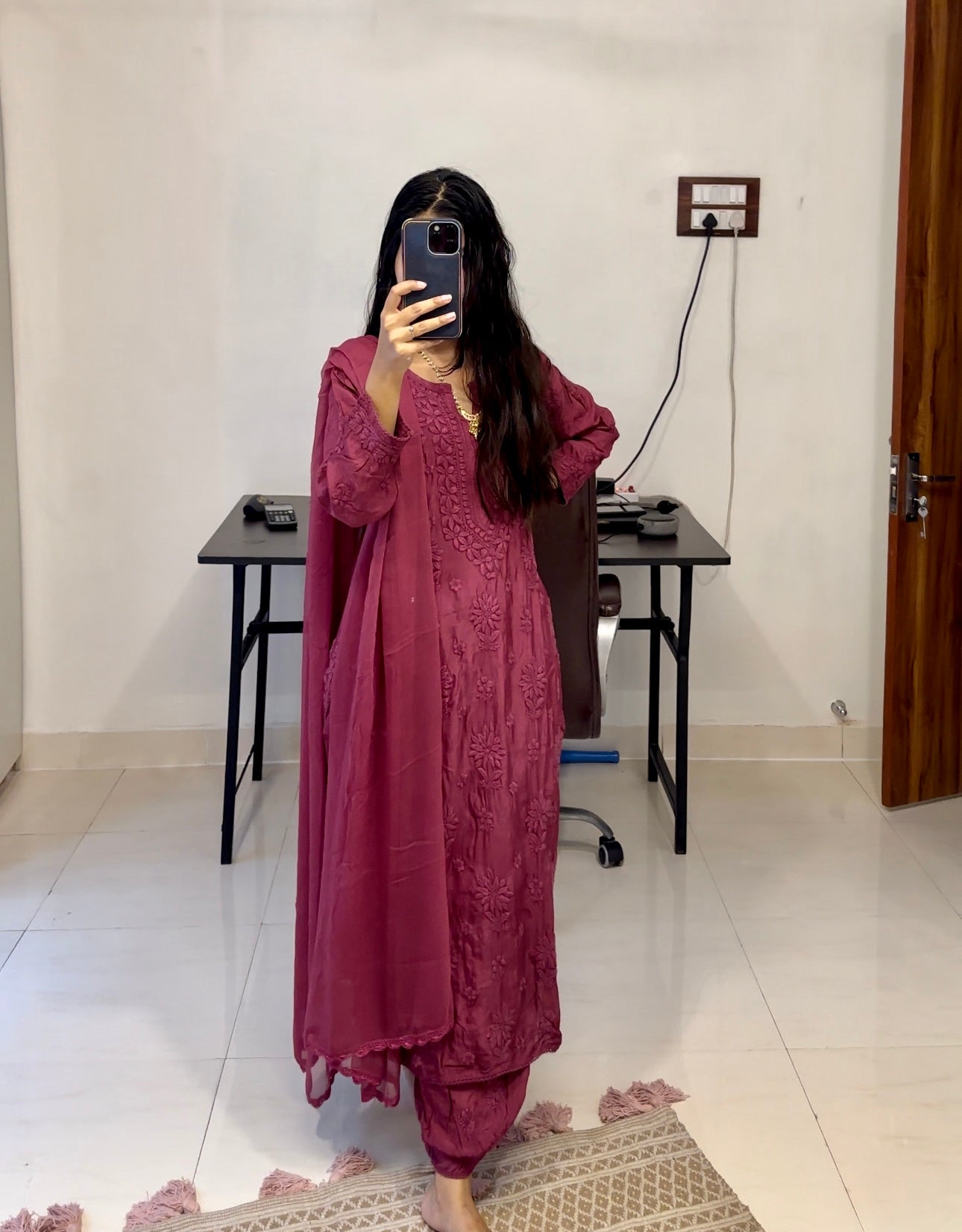 Mohini Pure muslin non transparent Chikankari suit set