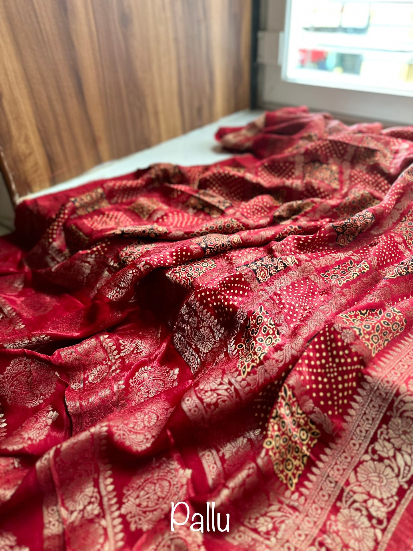 Pure modal gajji silk Gharchola bandhani saree