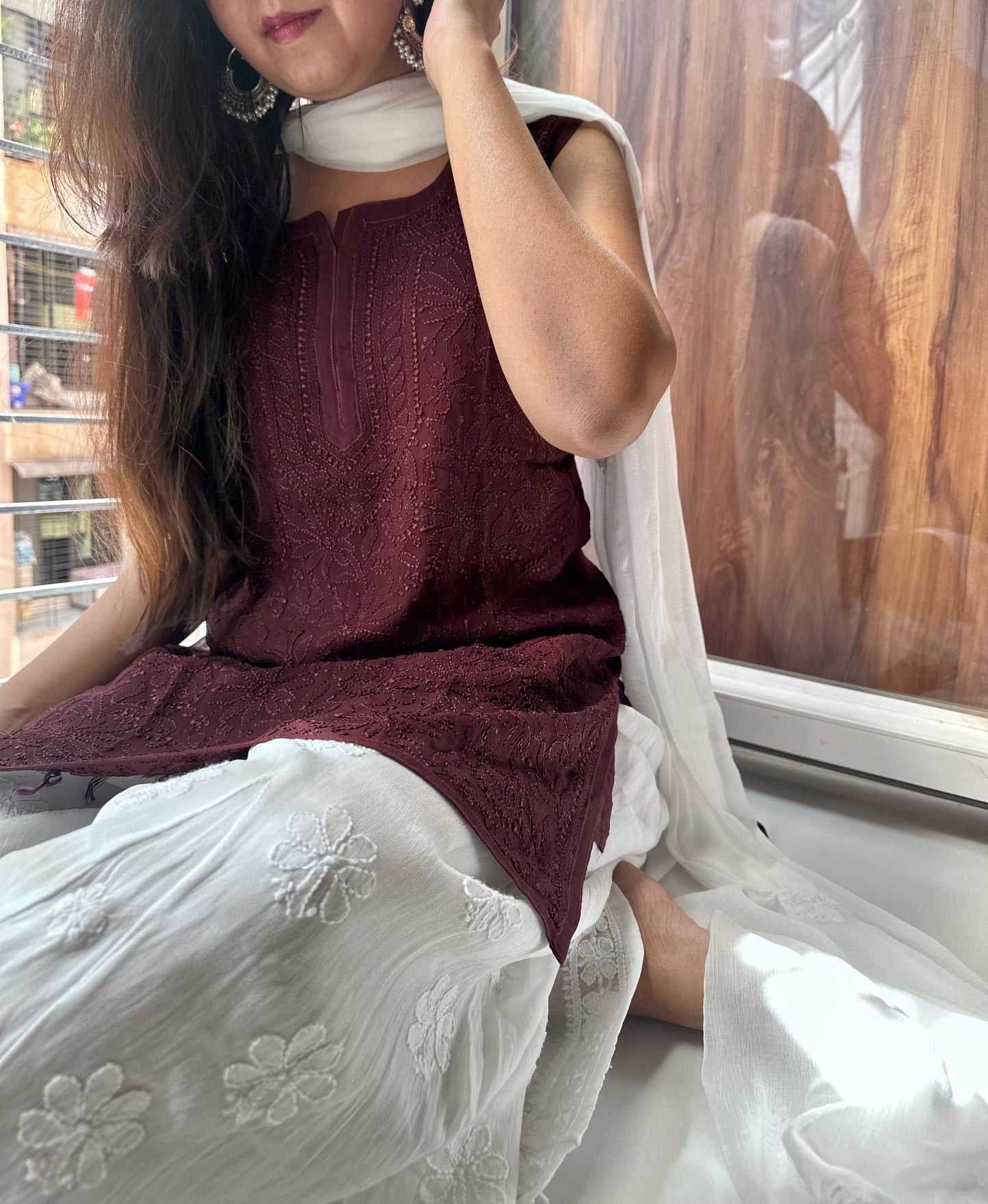 ARSH sleeveless short Chikankari kurta