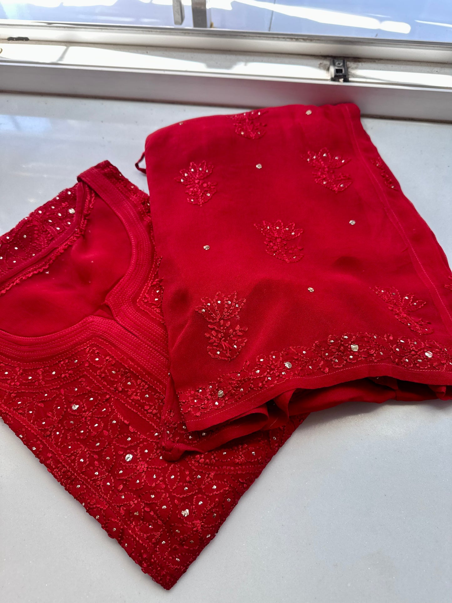 Tara Jaal Georgette Kamdani Suit Set