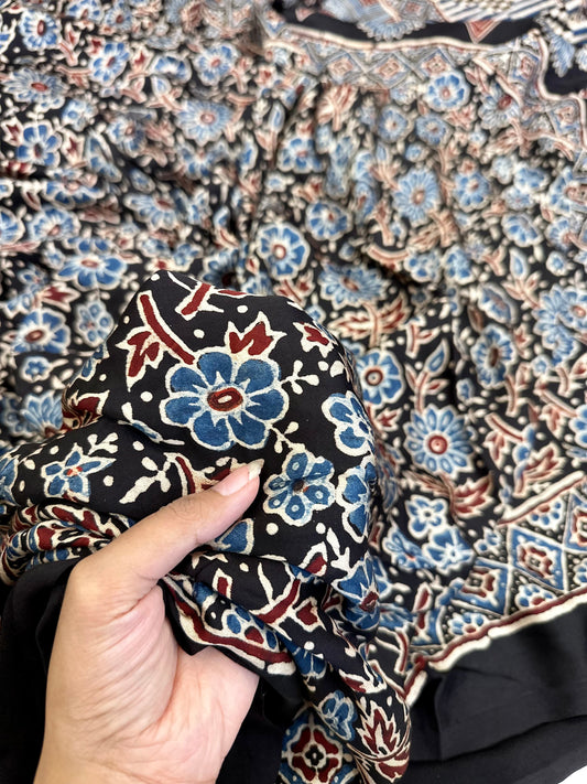 Bulbul Pure modal Silk Ajrakh saree