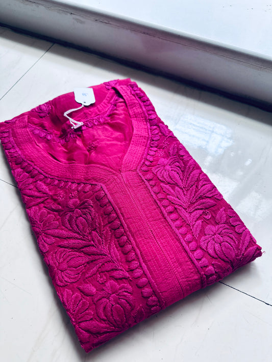 Noor Plum Pink 3D Chikankari kurta