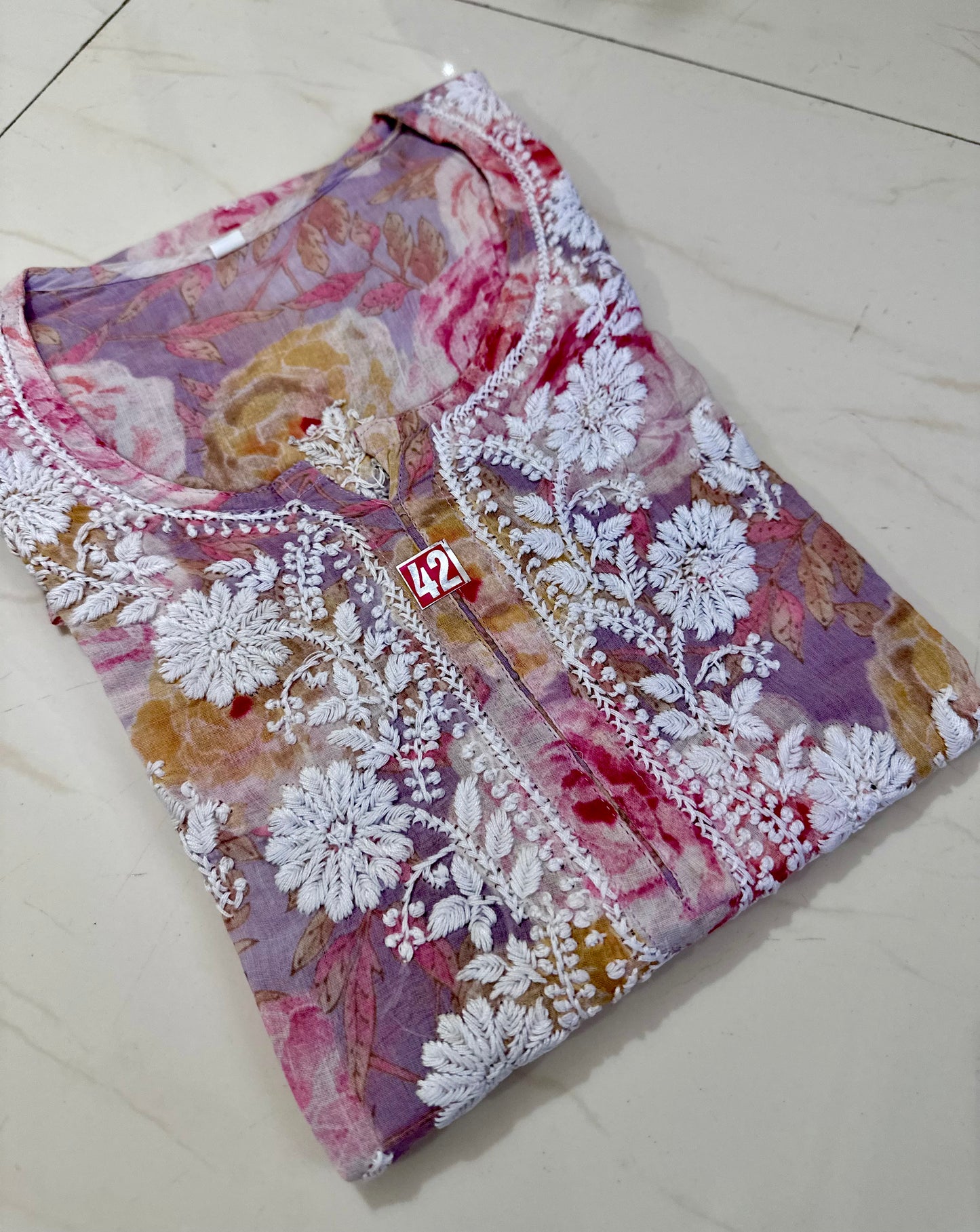 Chikankari Mul mul short kurta