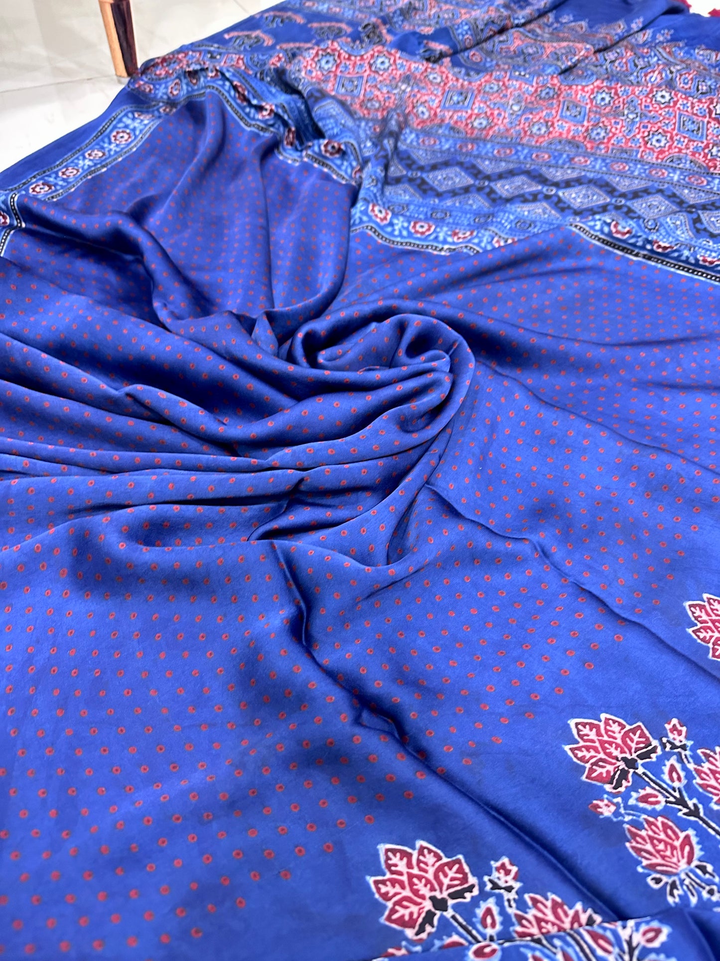 Bulbul Indigo ajrakh handcrafted saree