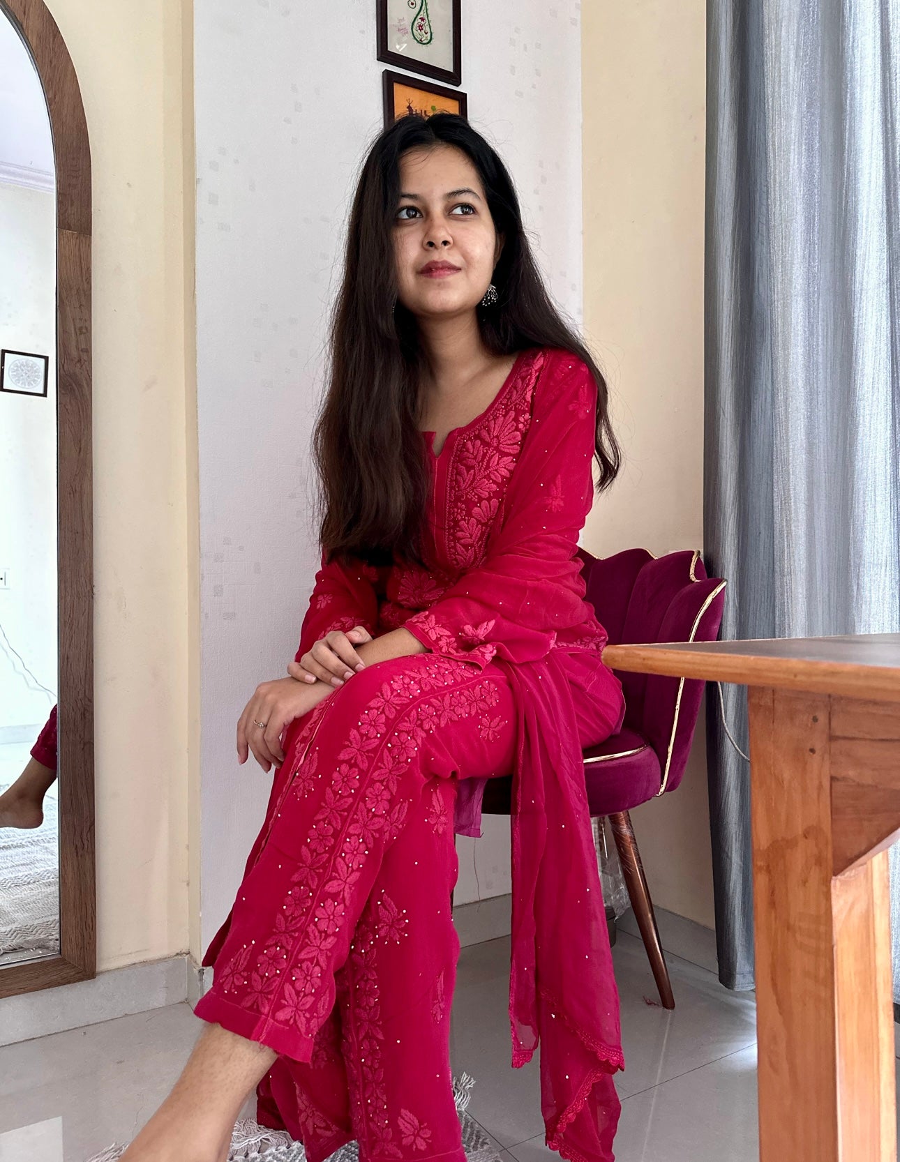 Haniya Rani pink Lucknowi suit set