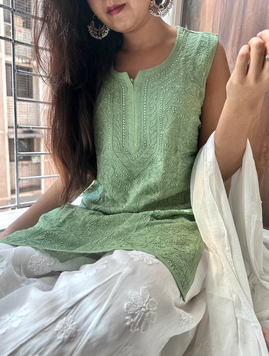 ARSH sleeveless short Chikankari kurta