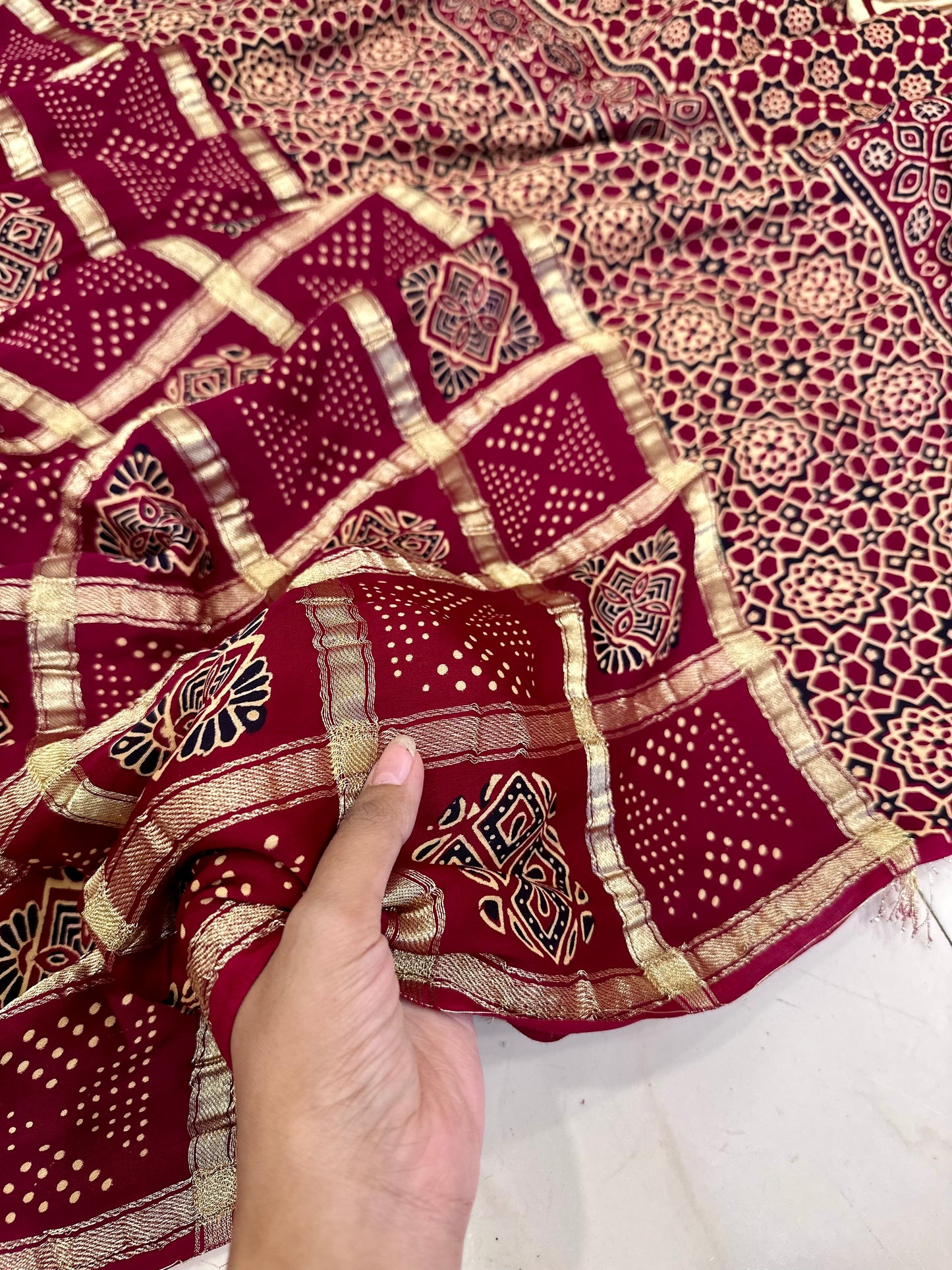 Pure modal gharchola Bandhej bandhani saree