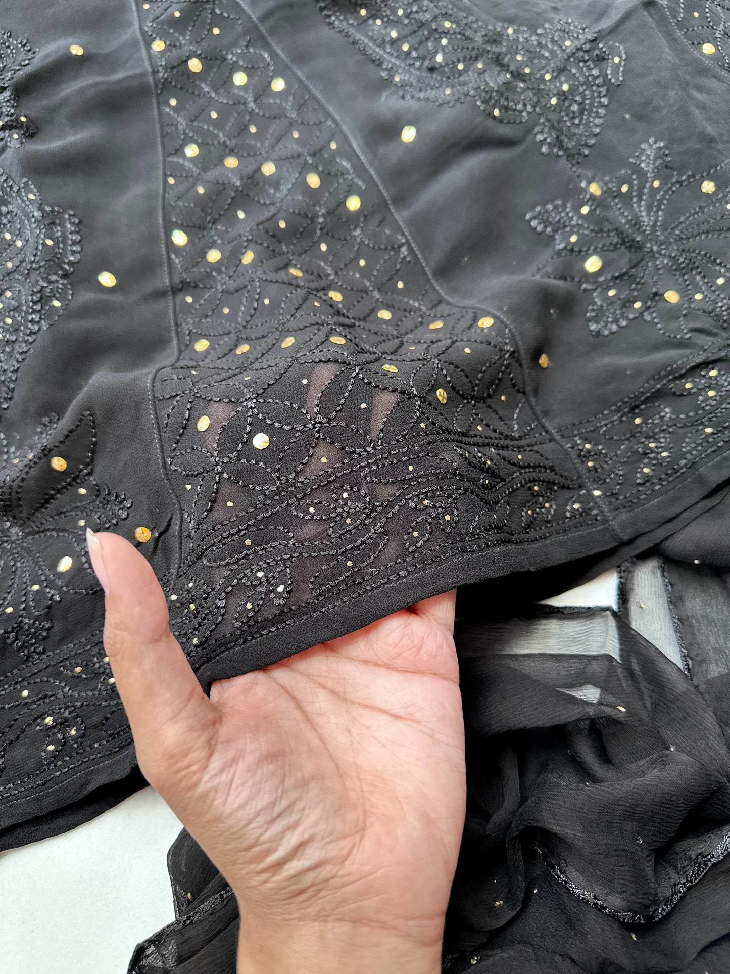 Tara Black Mukaish Chikankari Suit set