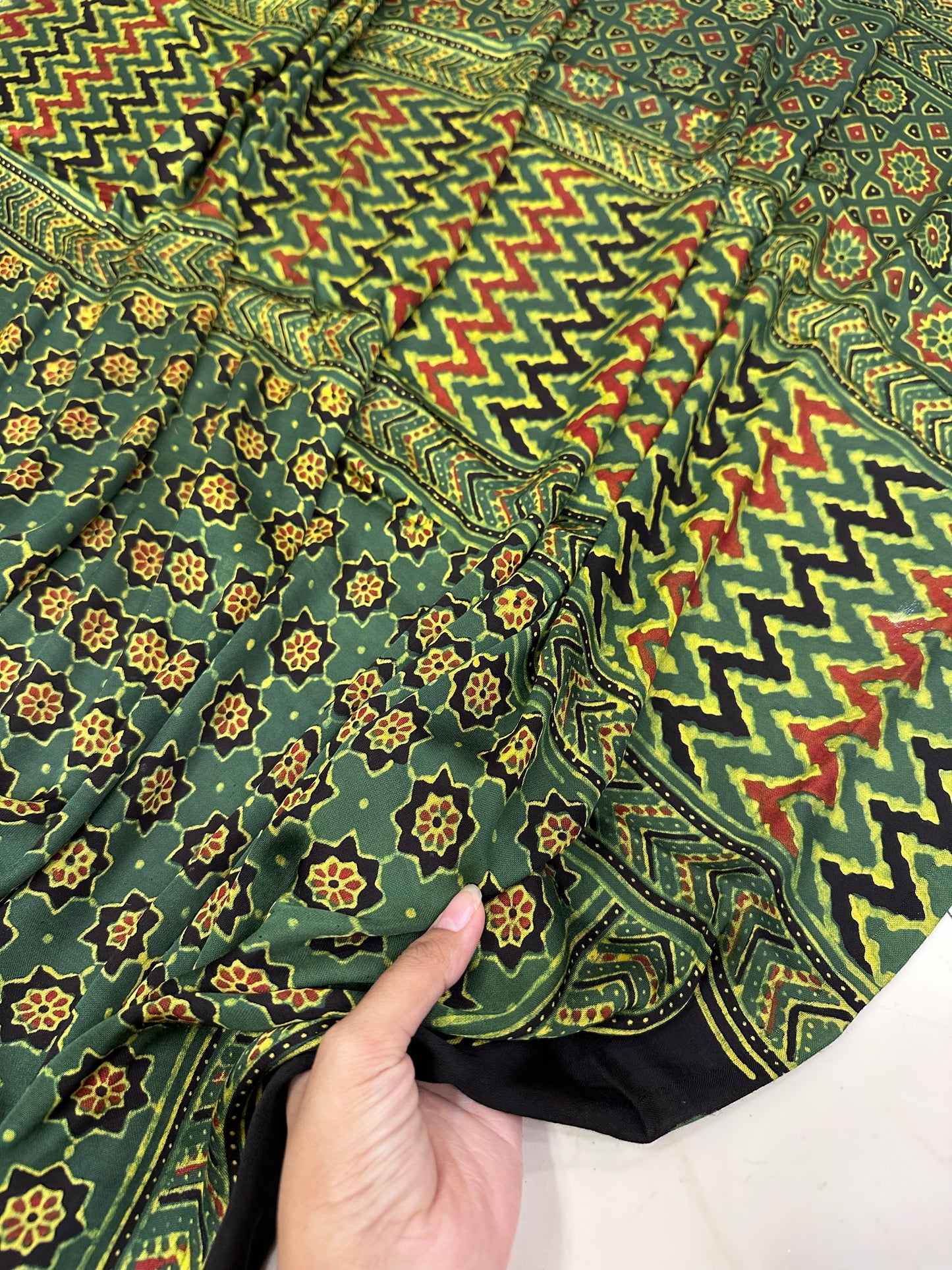 Bulbul Pure modal Ajrakh hand block saree