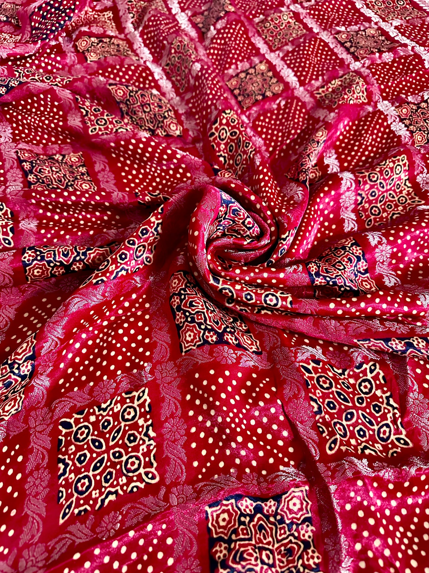 Pure modal gajji silk Gharchola bandhani saree